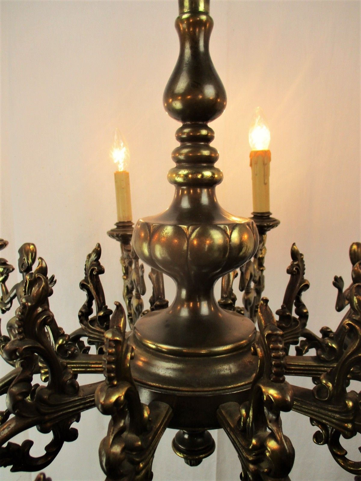 Lighting Impressive Eastern Style Chandelier Bronze 10 Lights Genie Figurines Lamps  Htf photo