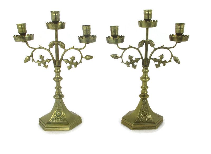 Couple Candle Holders Brass  Ornate Hollywood Regency Style Stylish Candelabra 3