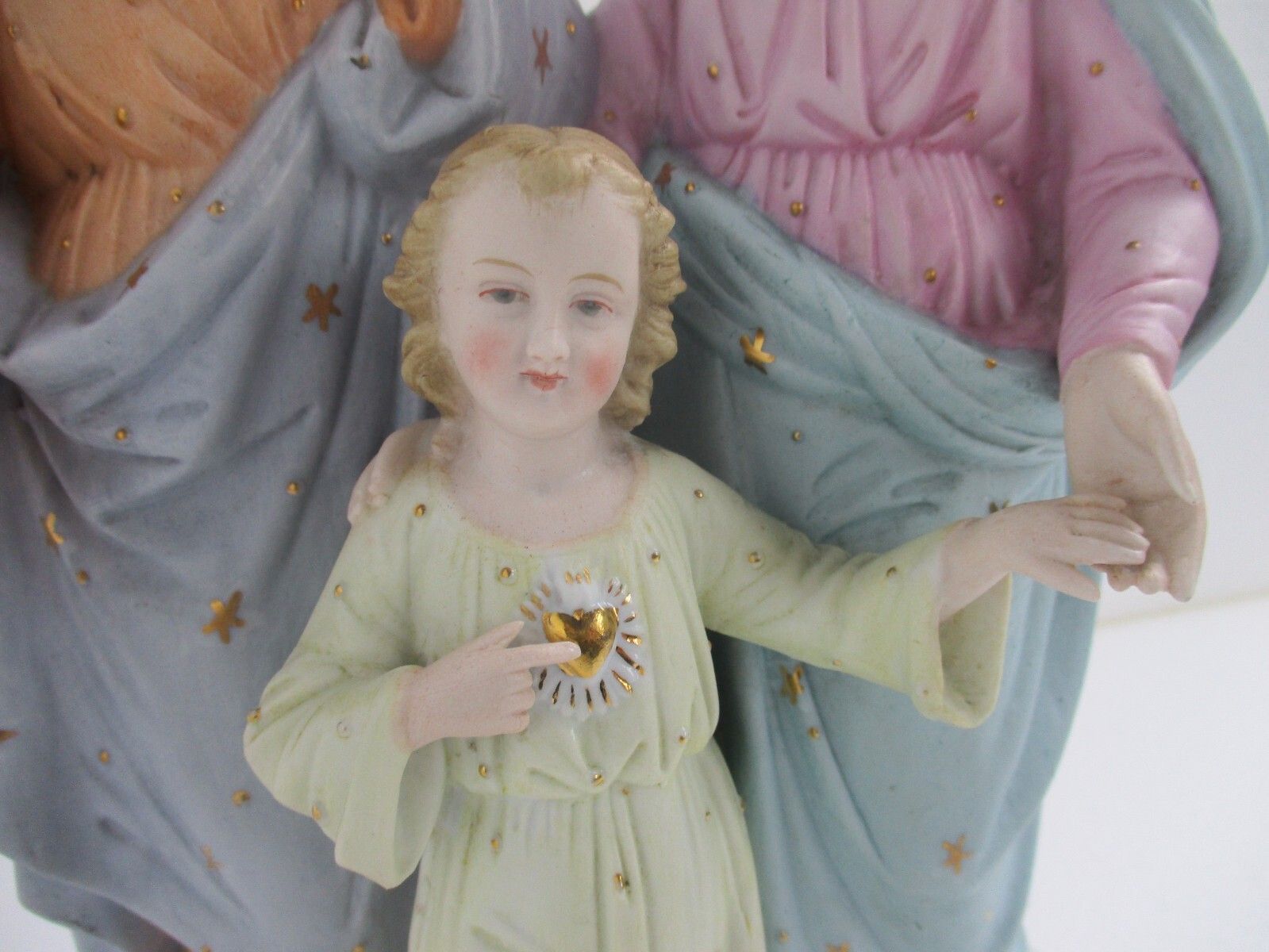 Antique Statue Holy Family Saint Joseph Virgin Mary Child Marked Bisque 11.81" photo for sale