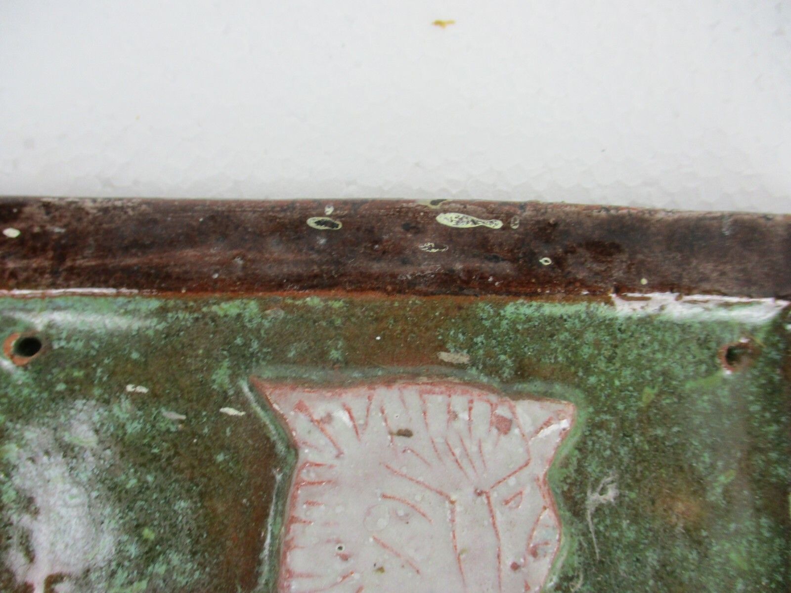 Wall Plaque Glazed Ceramic Tile Amphora Vandeweghe Style Fox Coat Of Arms Shield photo buy