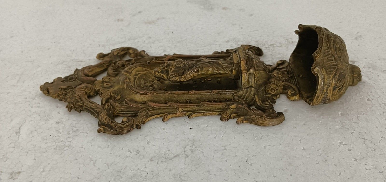 Holy Water Font Saint With Infant Jesus Spelter Antique Art Deco Wall Hanging photo Art