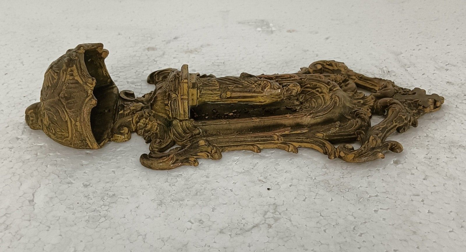 Holy Water Font Saint With Infant Jesus Spelter Antique Art Deco Wall Hanging photo vinterior
