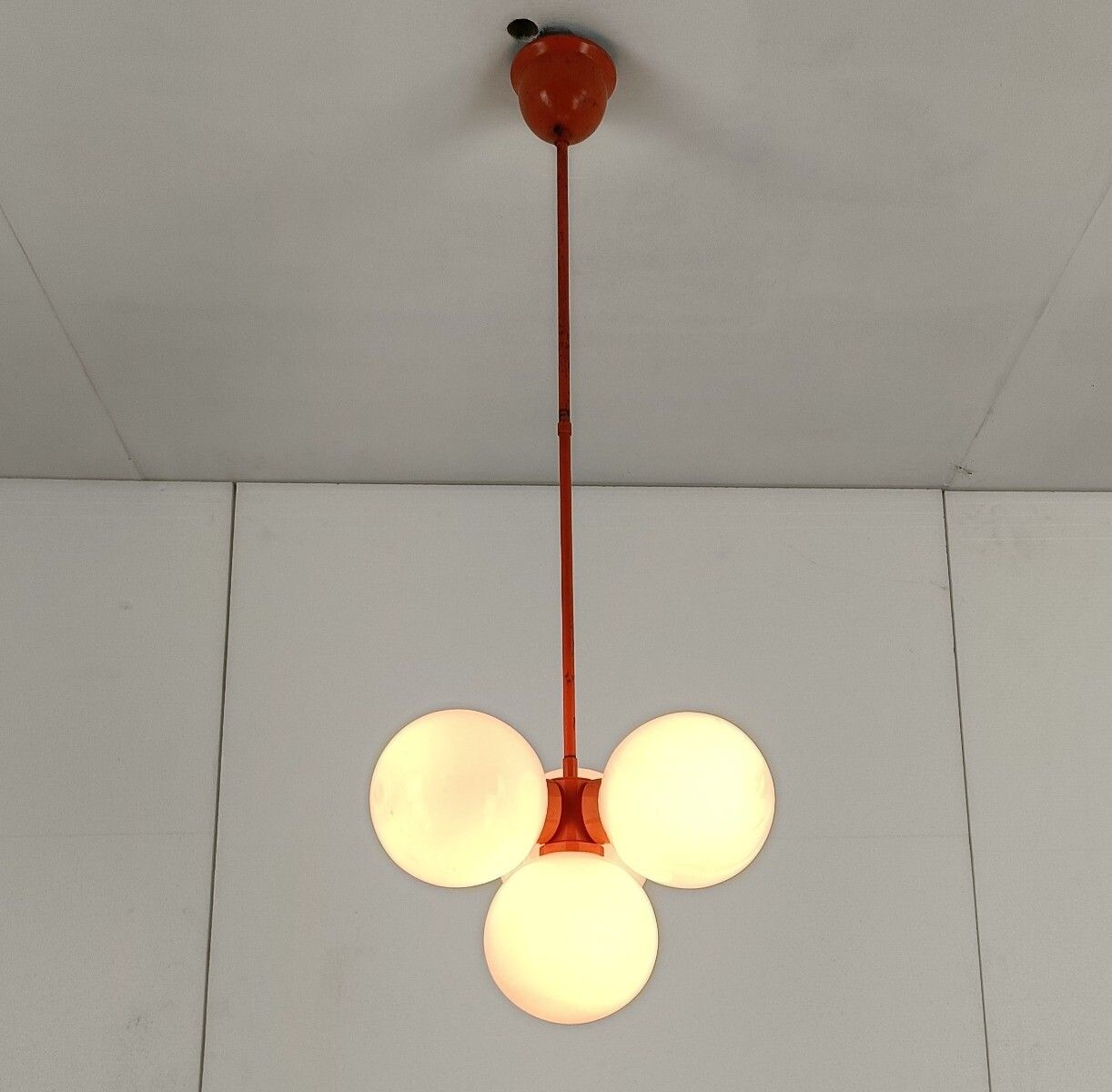 Mid Century Atomic Sputnik Chrome Chandelier 4 Art Glass Balls Design Kaiser 4 L photo 566.0