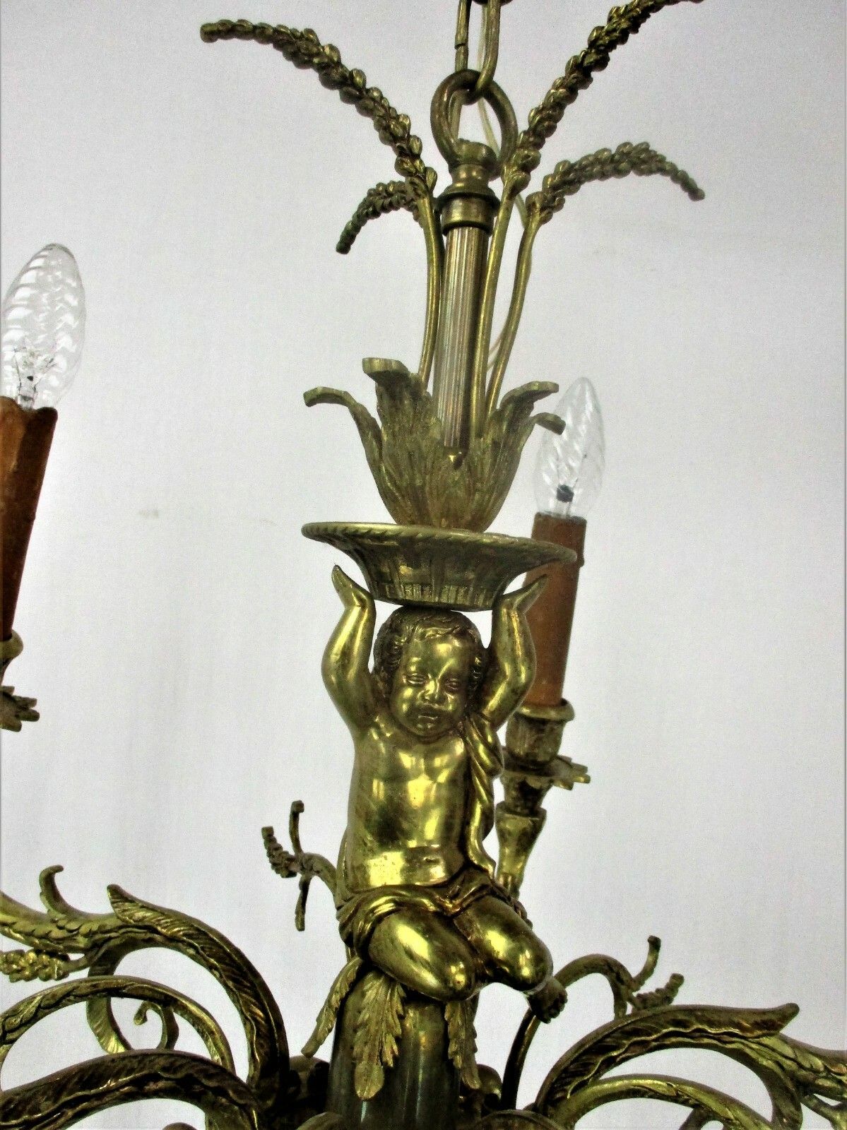 Stunning Chandelier 5 Lights Arms Putti  Hollywood Regency Era Maison Jansen photo Lighting