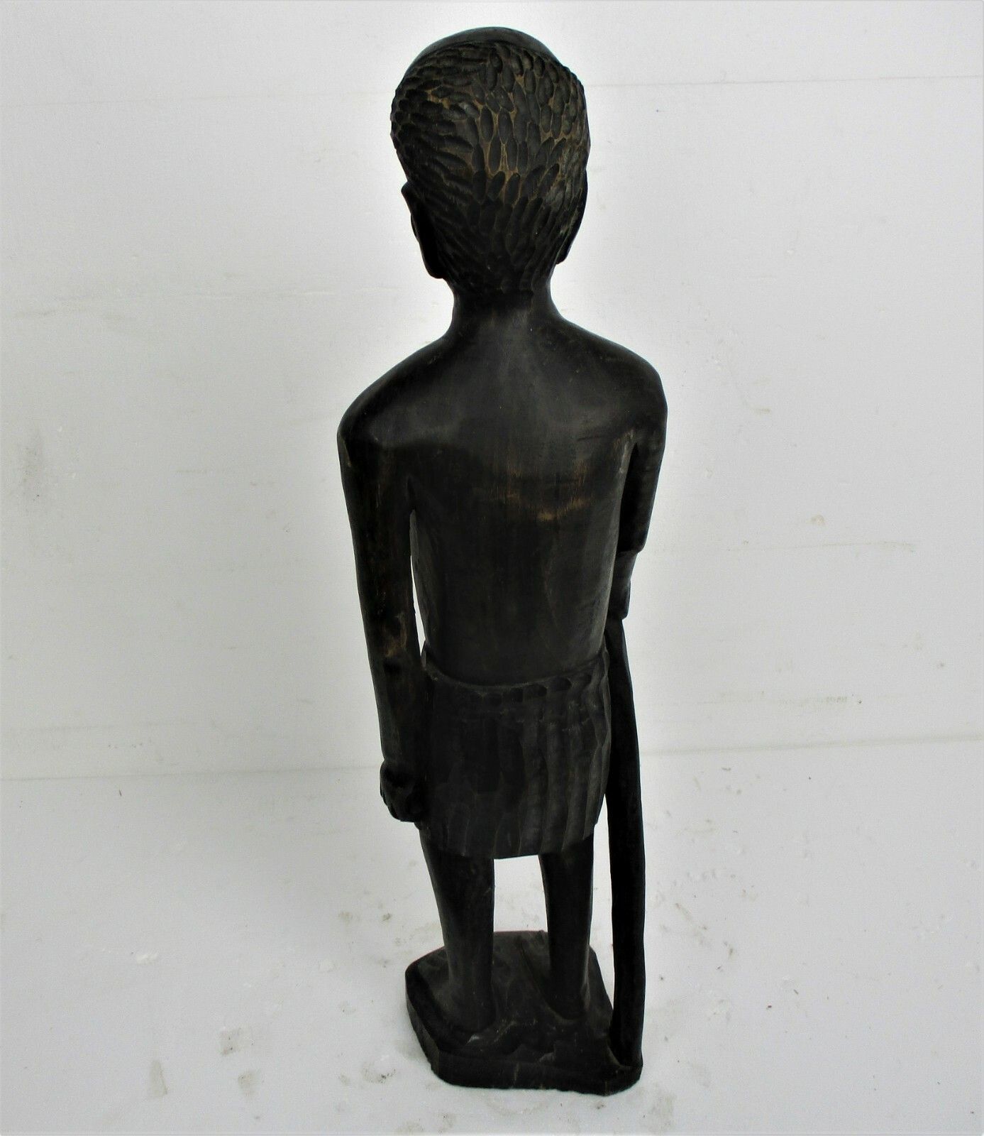 Large Hand Carved Wooden Statue Figurine African Tribal Man 41.73" photo vintage