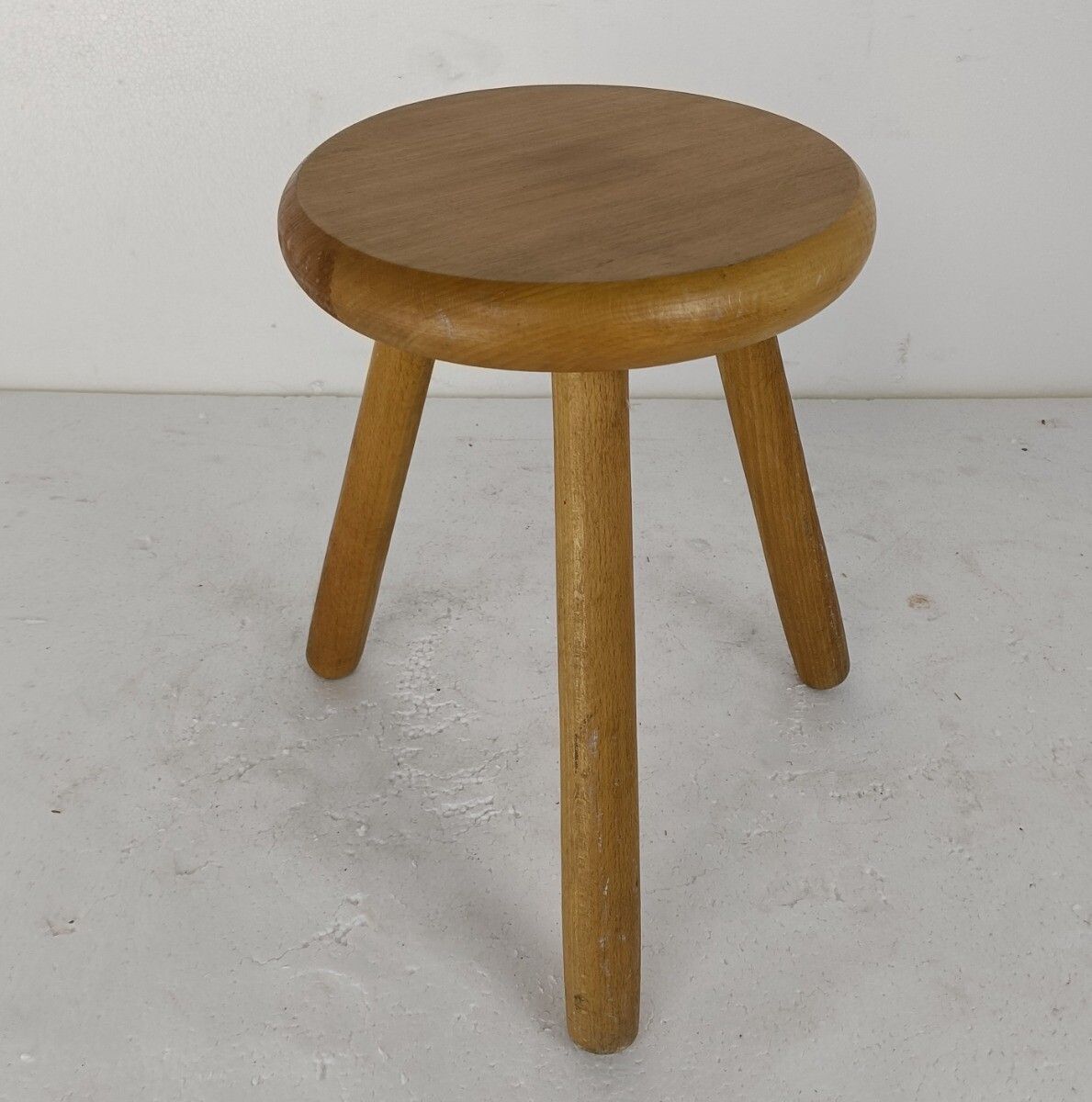 Hand Carved Wood Milking Stool Pedestal Table Pedestal Barn Style Funky Antique photo furniture