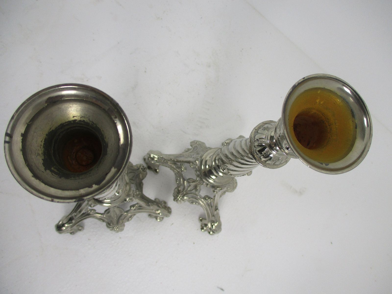 Pair Couple Gothic  Candle Holders Candlesticks  Lion Feet Ornate Embossed Spelt photo buy