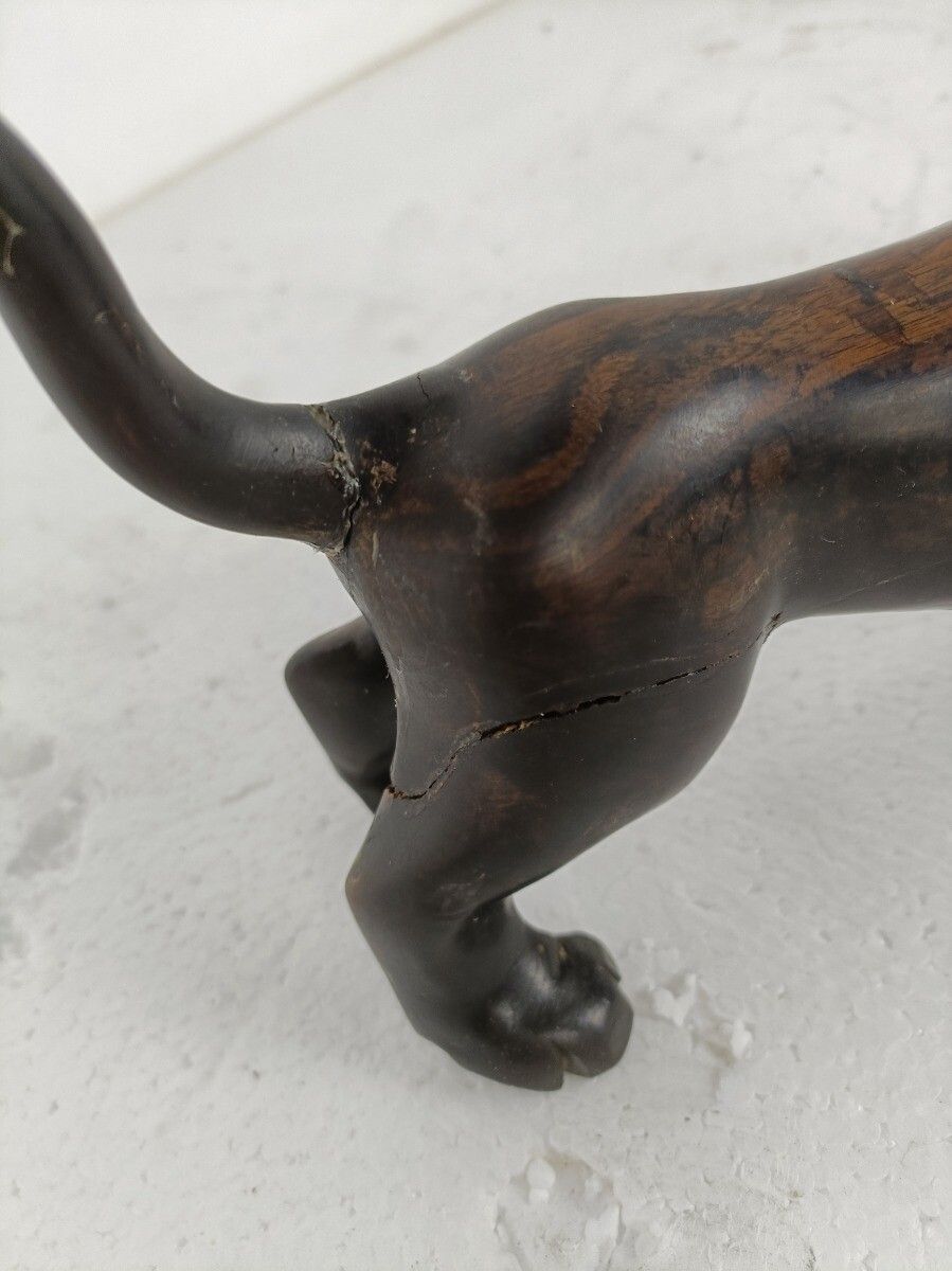 Stunning Sculpture Figurine Black Forest Hand Carved Wood Bull Lion Vintage photo vintage
