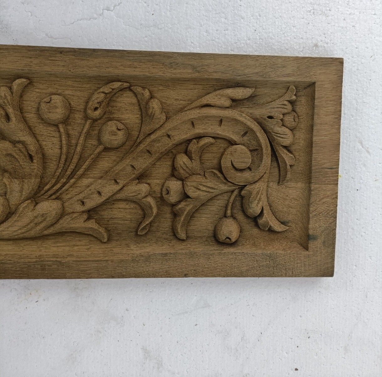 Antique French Hand Carved Wooden Door Panel Pediment Reclaimed Architectural Fl photo for sale