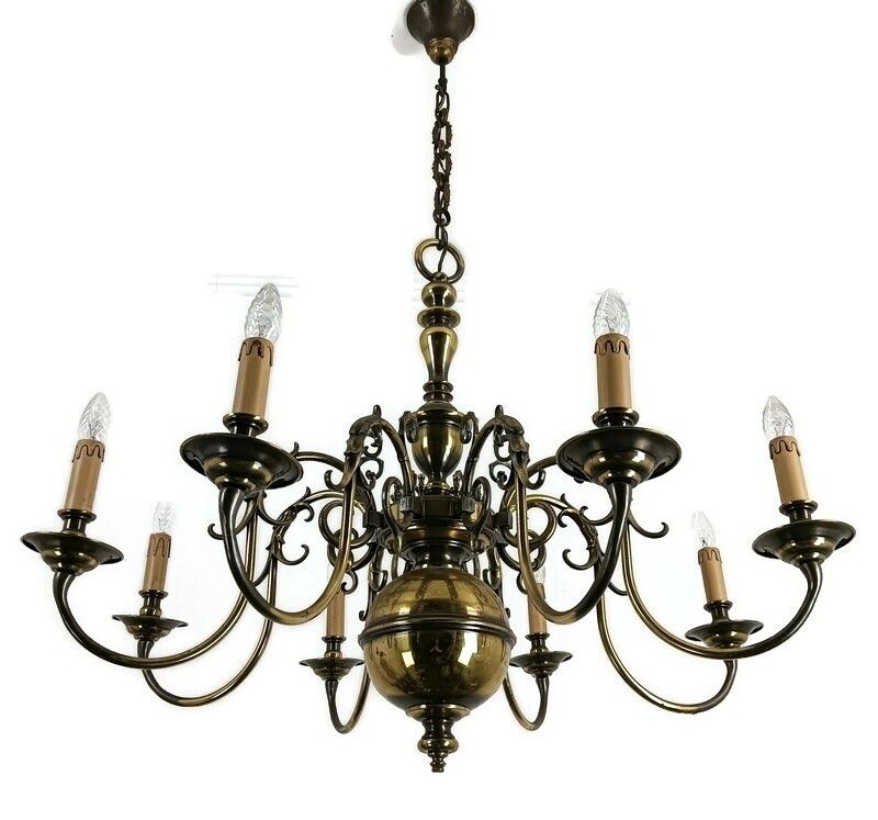 Xl Flemish Dutch Ornate Chandelier 8 Lights Arm Stunning Eagles Fish Vintage Bar