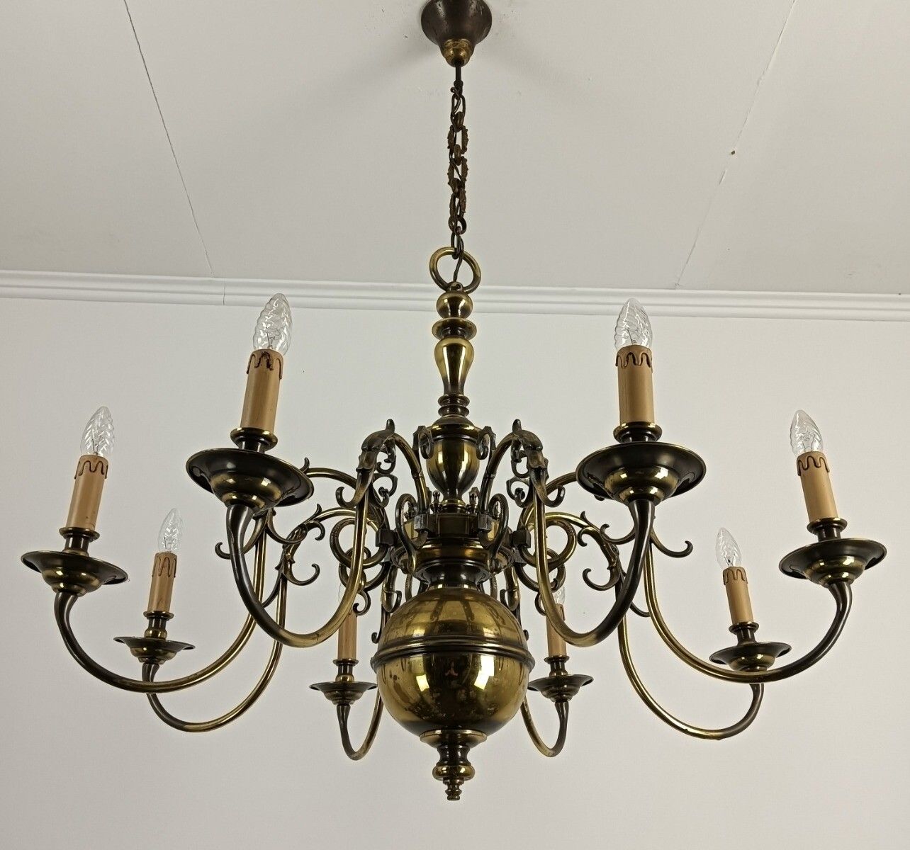 Xl Flemish Dutch Ornate Chandelier 8 Lights Arm Stunning Eagles Fish Vintage Bar photo vintage