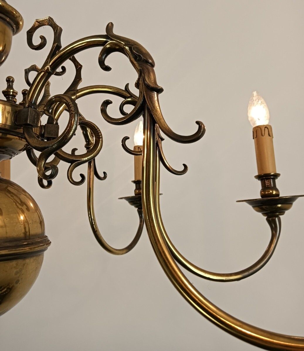 photo for sale Xl Flemish Dutch Ornate Chandelier 8 Lights Arm Stunning Eagles Fish Vintage Bar