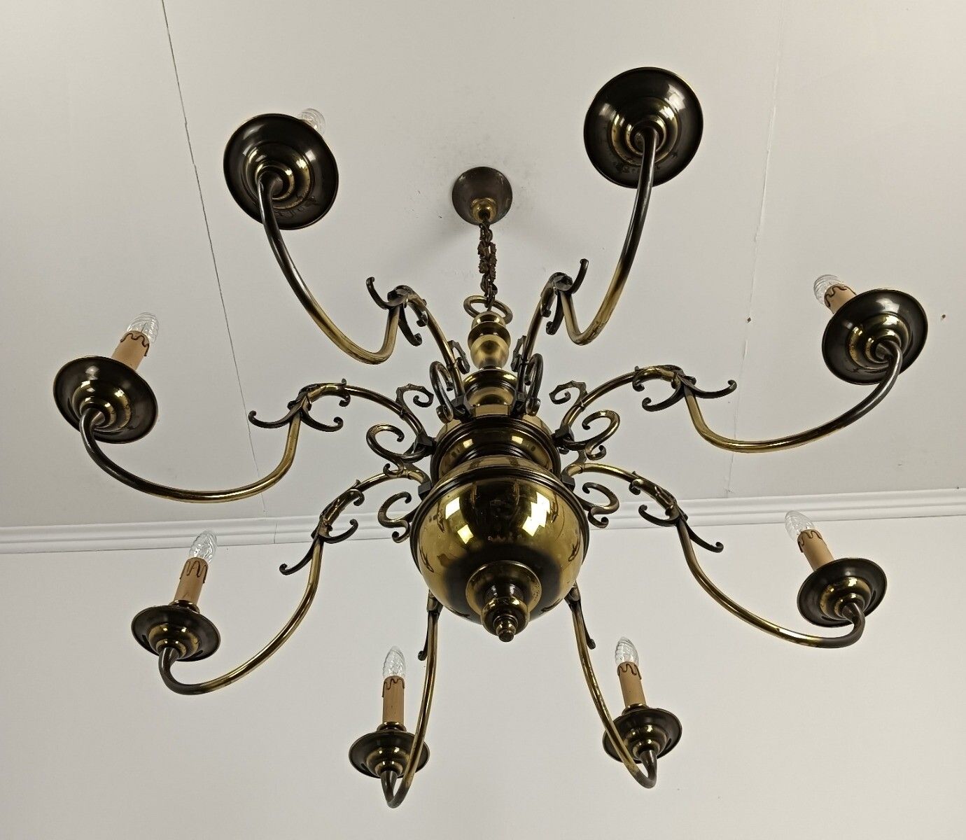 Lighting Xl Flemish Dutch Ornate Chandelier 8 Lights Arm Stunning Eagles Fish Vintage Bar photo