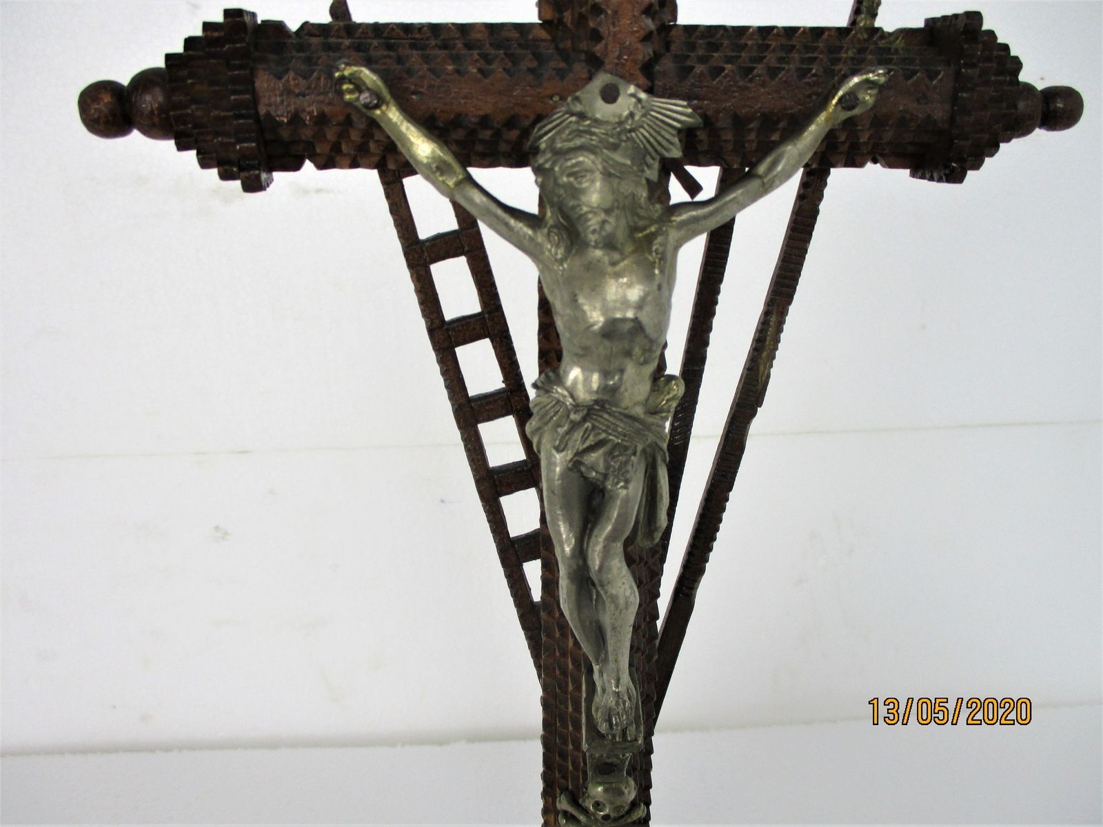 Tramp Trench Tramp Folk Art Standing Hand Carved Wood Crucifix Tools Of Passion photo Art