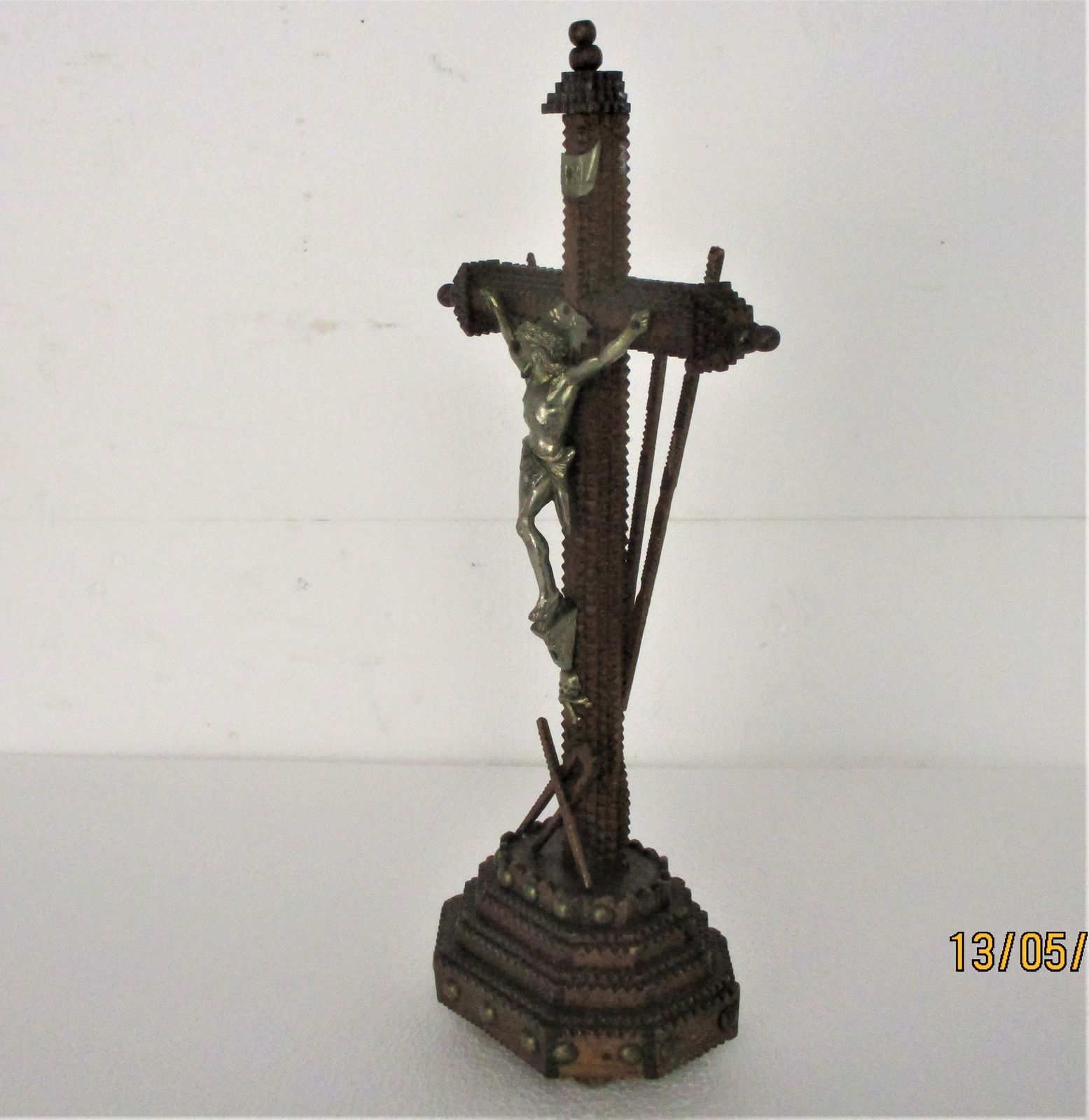 Tramp Trench Tramp Folk Art Standing Hand Carved Wood Crucifix Tools Of Passion photo buy