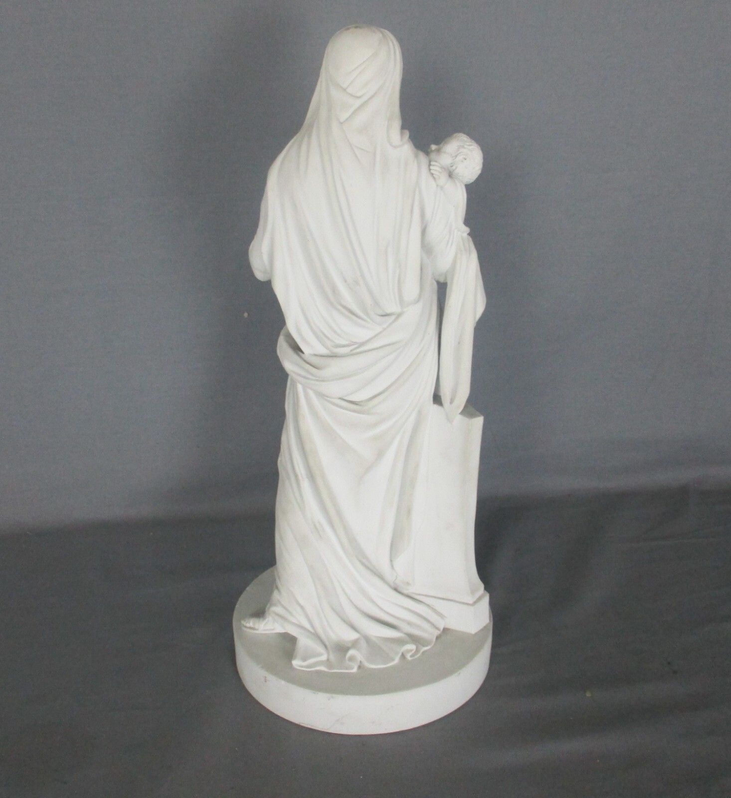 Large French Antique 1900 Bisque Statue Virgin Mary Our Lady Infant Stunning photo vintage