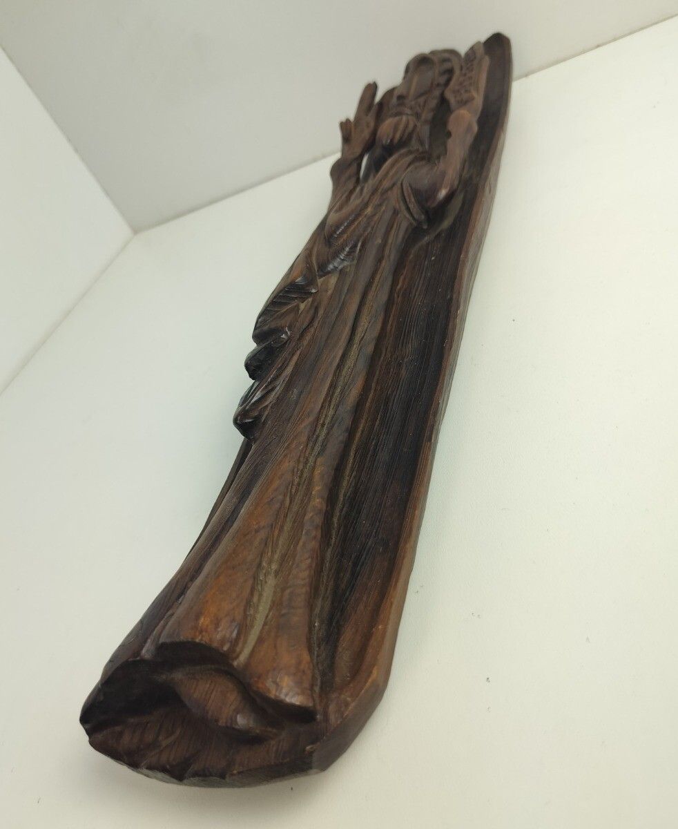Vintage Hand Carved Wooden Wall Hanging Figurine Man Plaque Asian? photo furniture