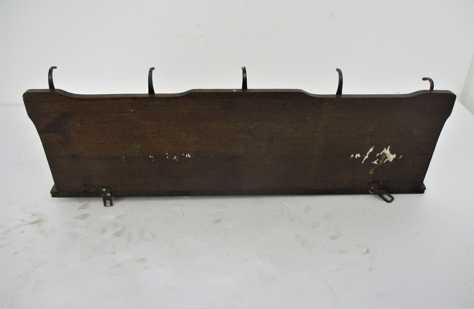 Ornate Hand Carved Wood French Oak Coat Hat Rack Mid Century Modern photo vintage