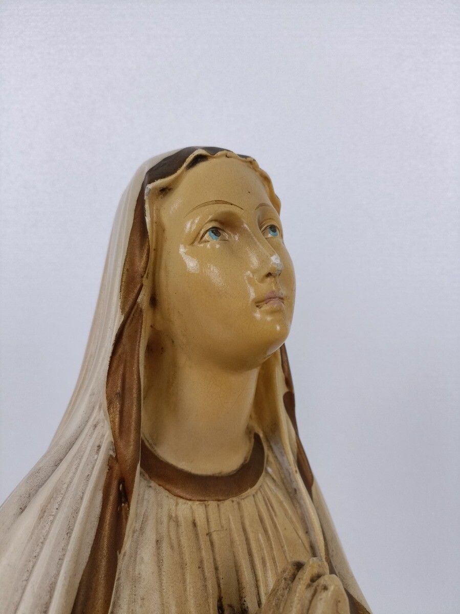Large Monastry Chapel Statue Virgin Mary Madonna Our Lady Of Lourdes  Plaster Fr photo furniture