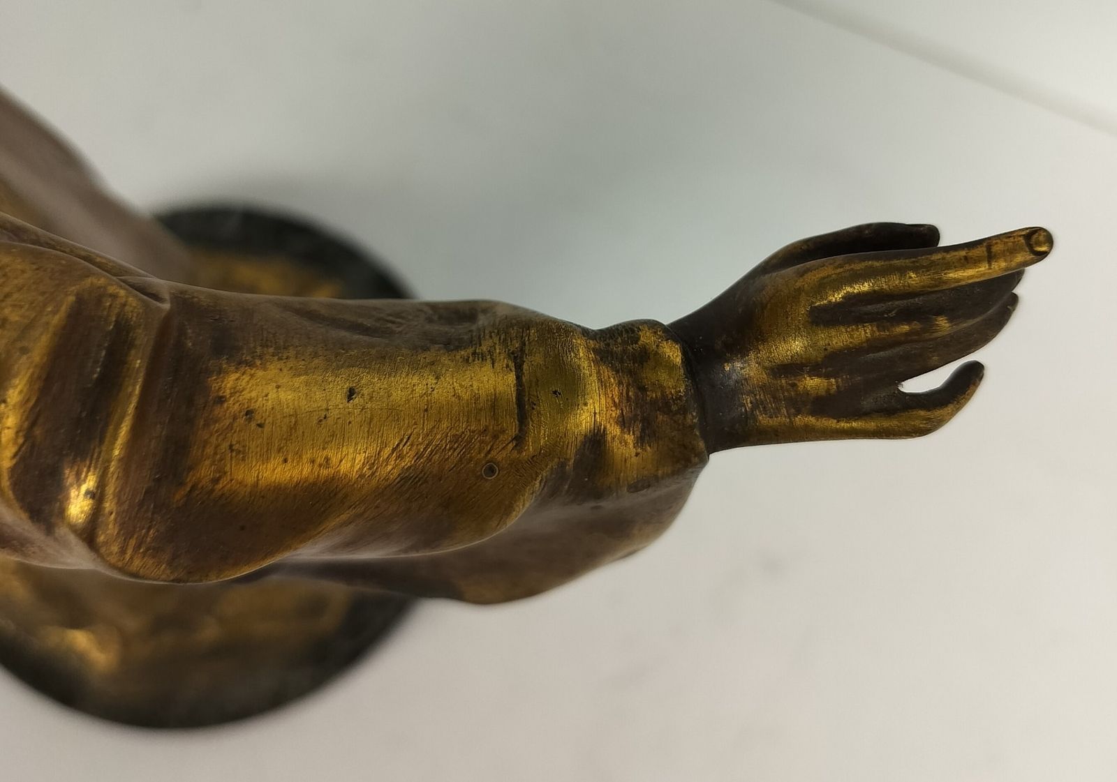Statue Bronze The Blessing Of Christ Sacred Heart Paul Casq Bronze On Marble photo vintage