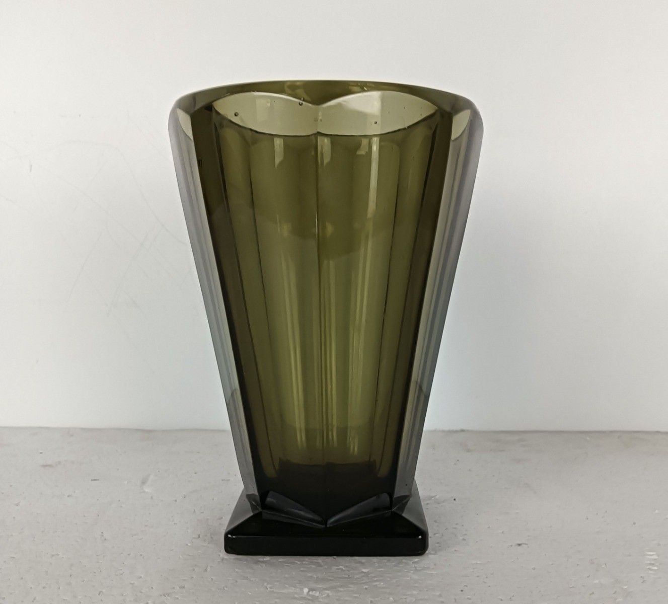 Art Deco Vase Art Glass Green Brown, Very Rare Collector Scandinavian Style photo 323.0
