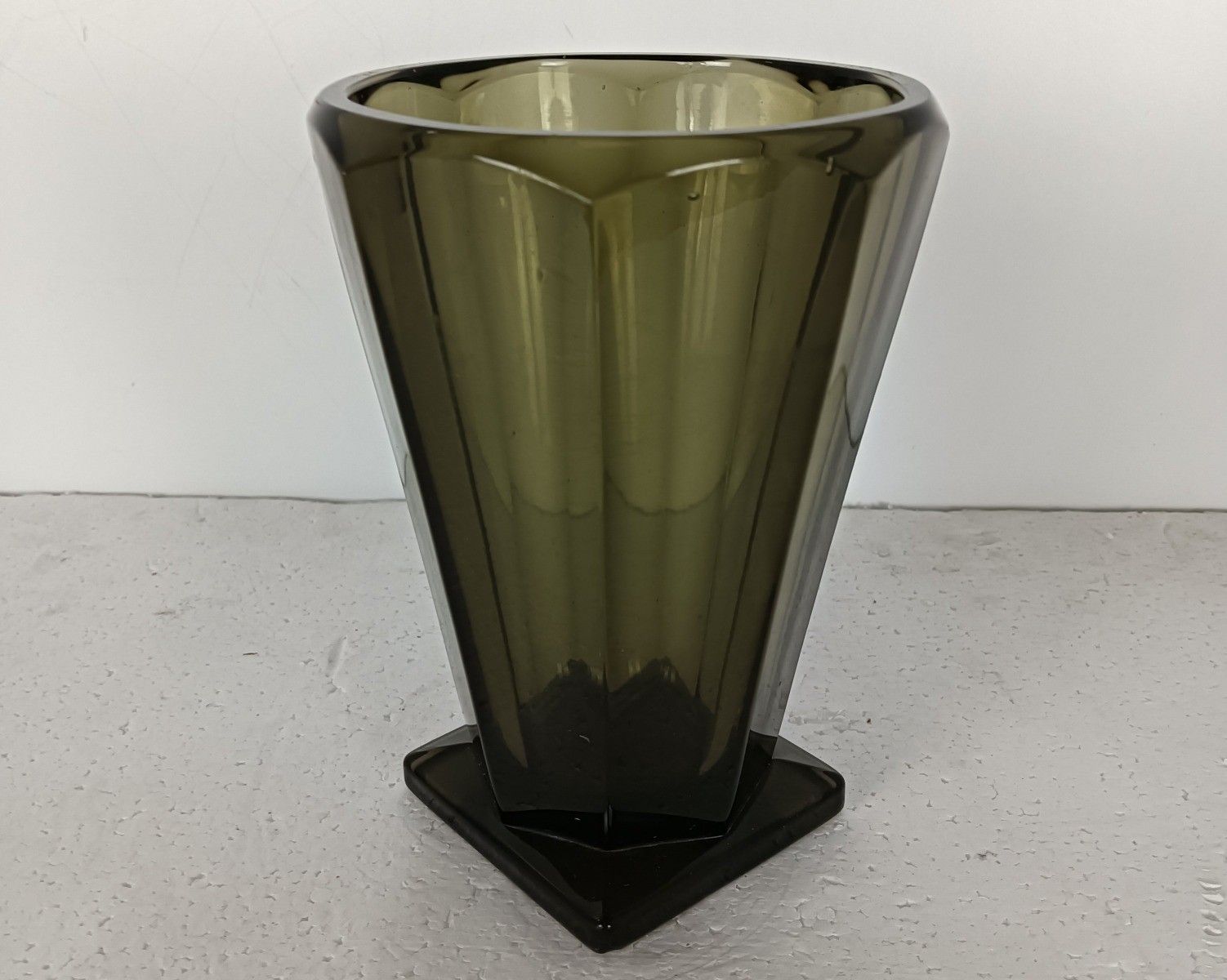 Art Deco Vase Art Glass Green Brown, Very Rare Collector Scandinavian Style photo vintage