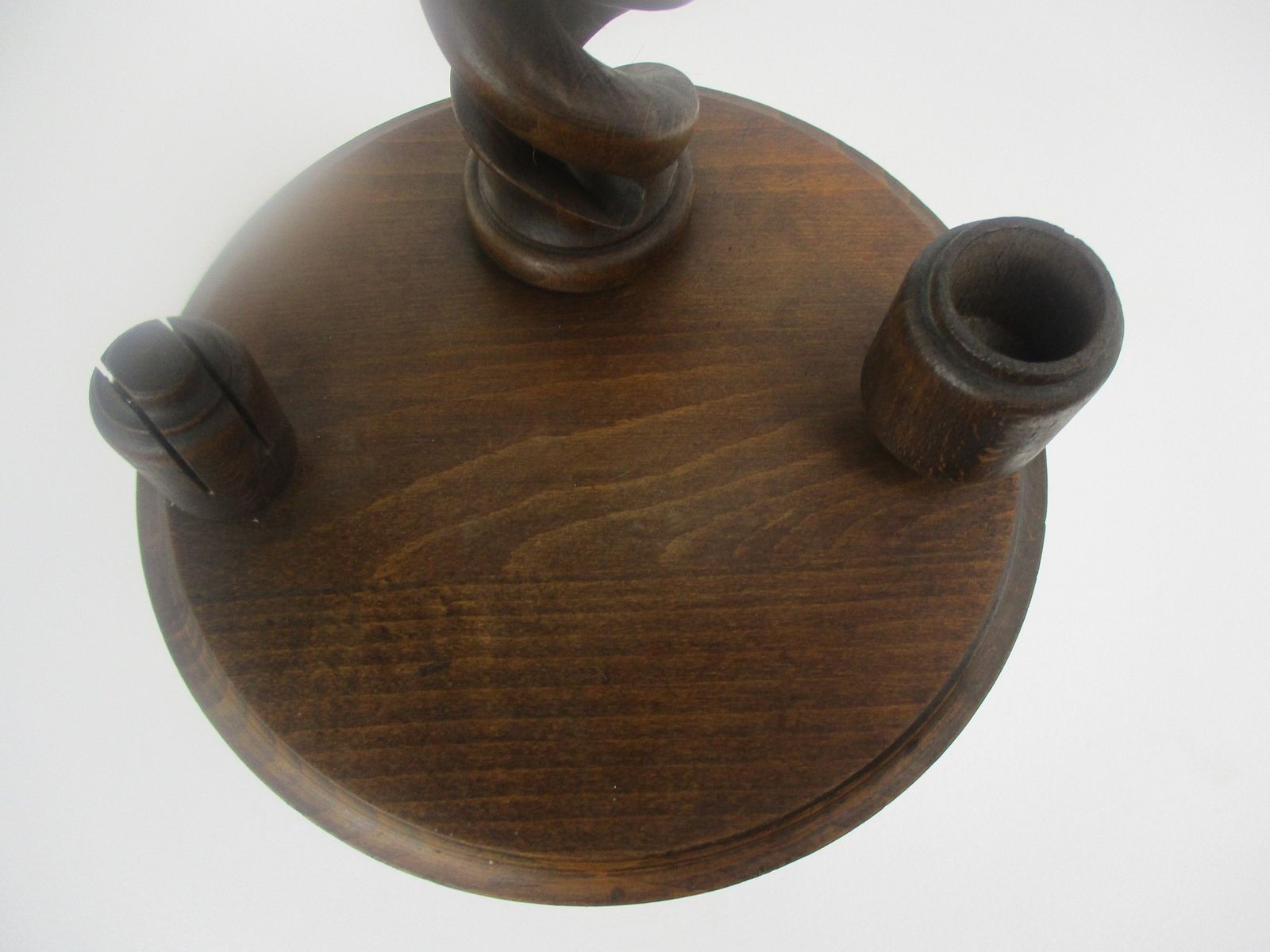 Ornate Carved Wood 2 Tier Open Barley Twist Pedestal Table Plant Stand Smokers T photo vintage