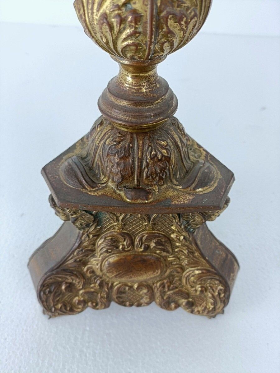 Antique 1600s Candle Holder Candle Stick Church Chapel Altar Monastery Brass photo vinterior