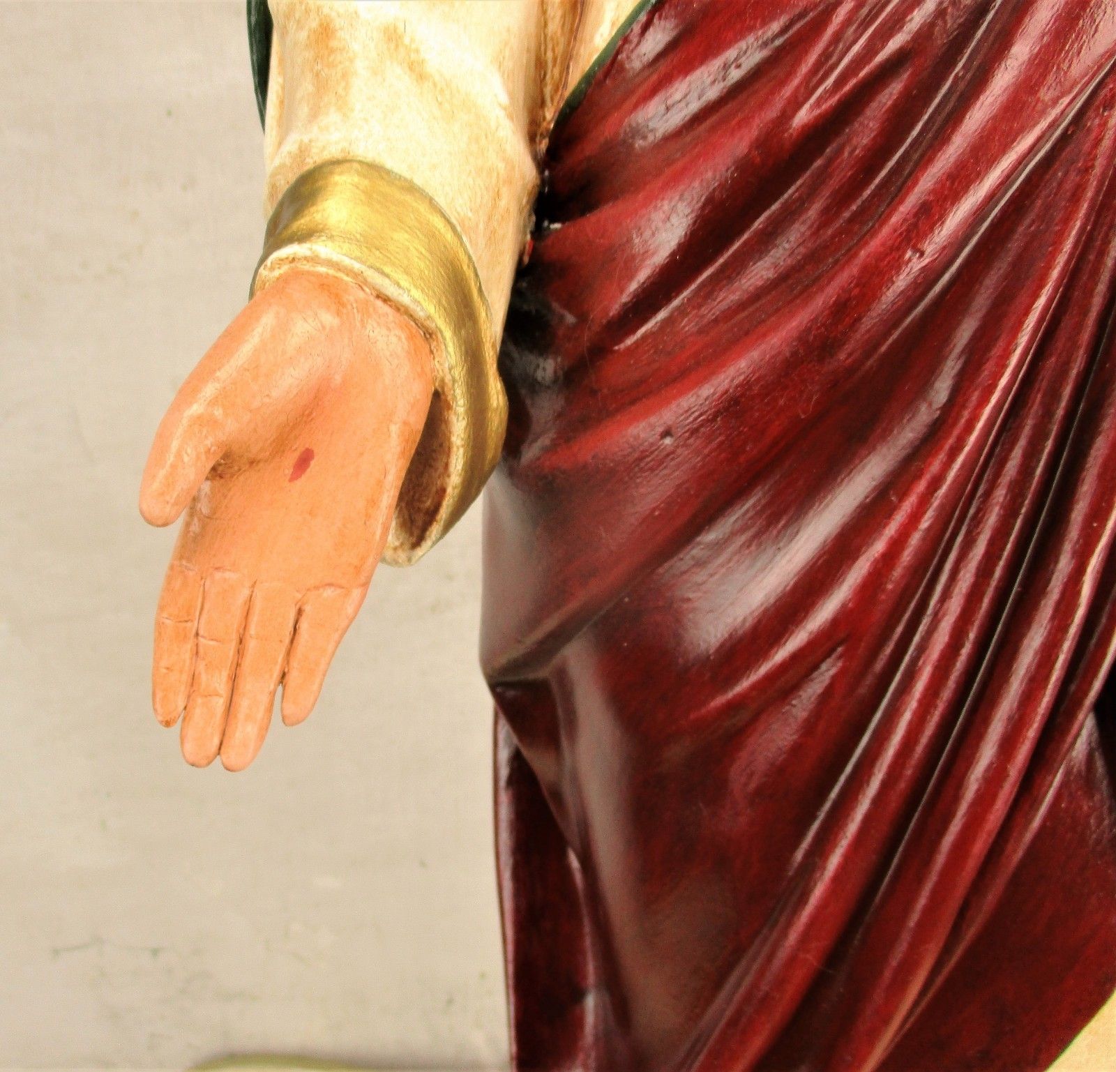 Large Antique 1900 Church Chapel Statue Jesus Christ Sacred Heart Polychrome 33" photo Art