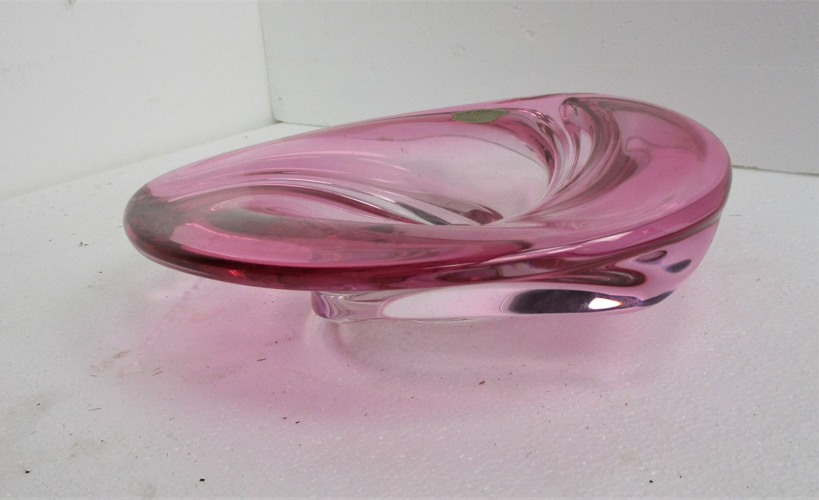 Val St Lambert Cranberry Red Bowl Dish Centerpiece Basket Swirled Art Glass Mark photo furniture