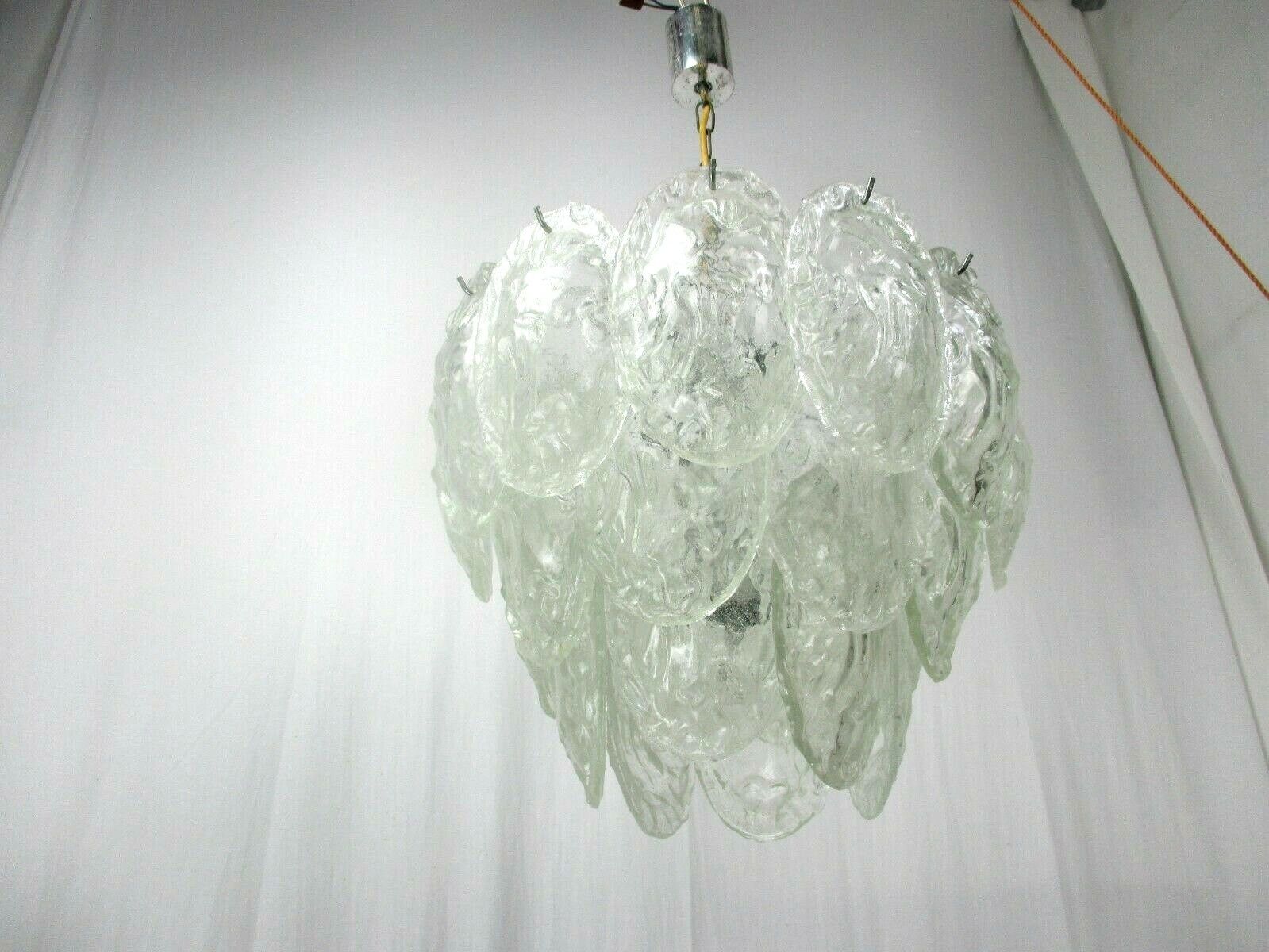 Chandelier Pendant 4 Lights Art Glass Frosted Ice Glass Italy Vistosi  Style photo furniture