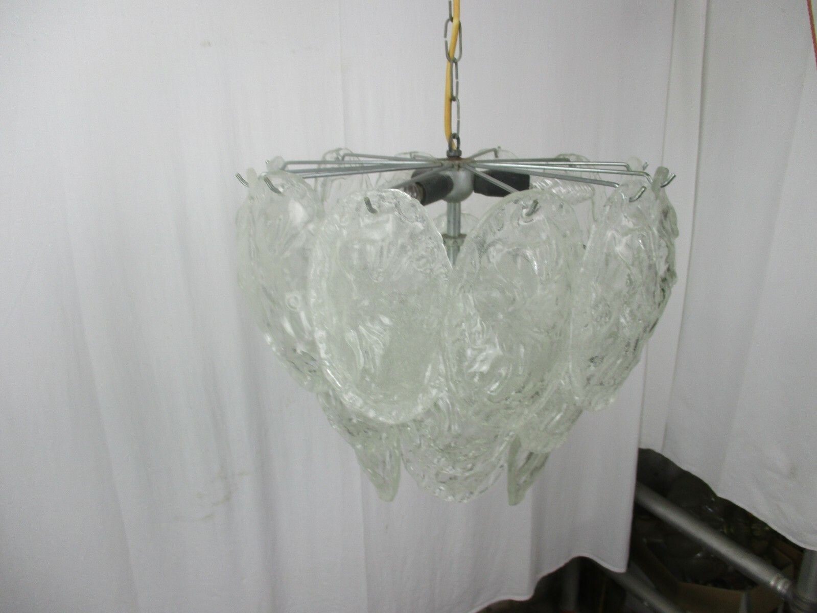 Chandelier Pendant 4 Lights Art Glass Frosted Ice Glass Italy Vistosi  Style photo 631.0