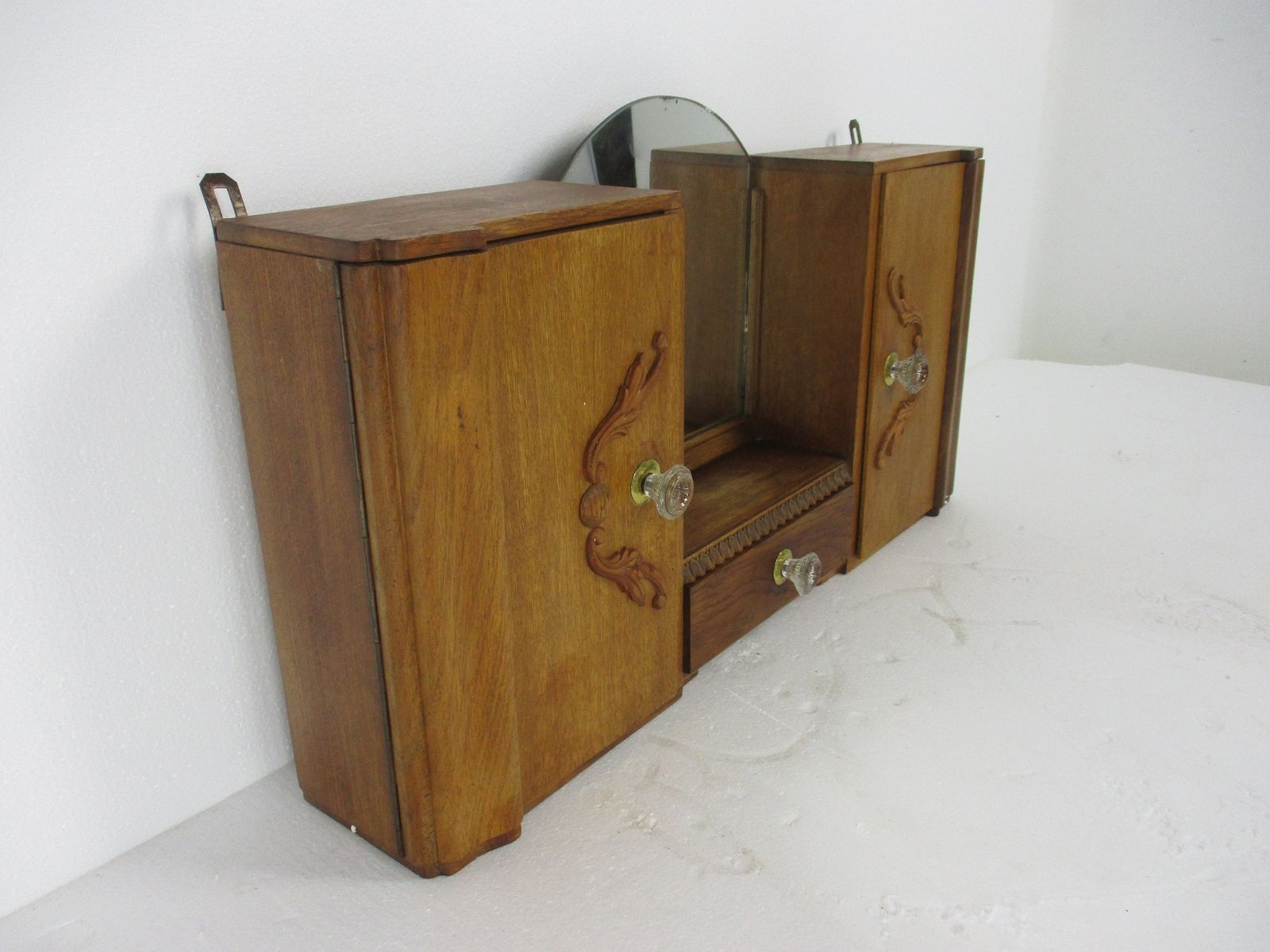 Large Double Apothecary Bathroom Medicine Kitchen Cabinet Wood Art Deco Gorgeous photo for sale