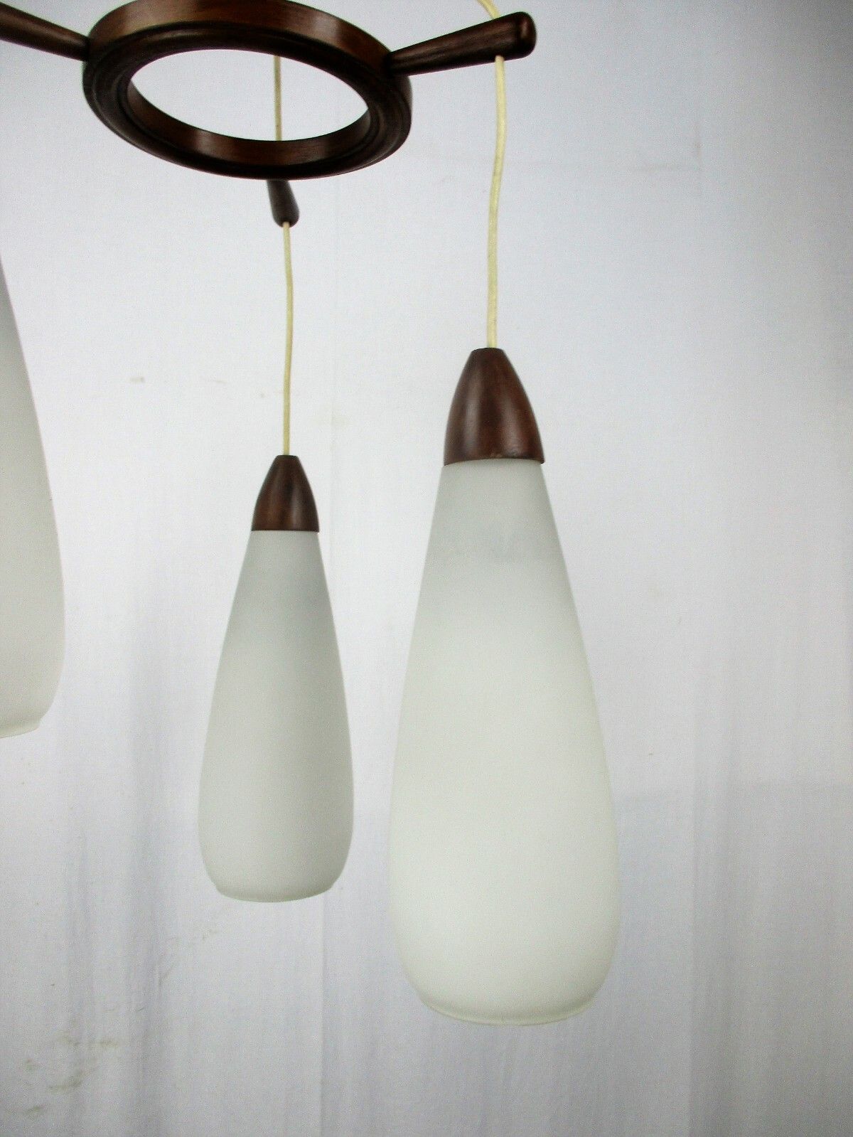 Danish Modern Chandelier Pendant Teak Atomic Scandinavian Style Louis Kalff photo 482.0