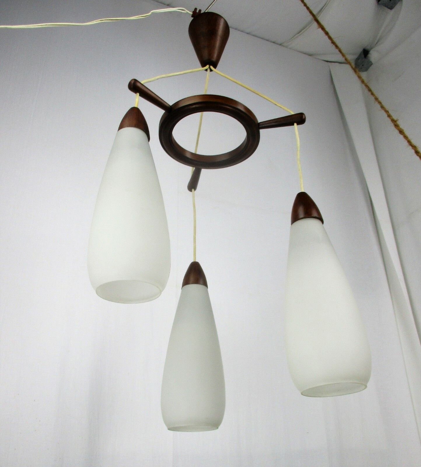 Danish Modern Chandelier Pendant Teak Atomic Scandinavian Style Louis Kalff photo buy