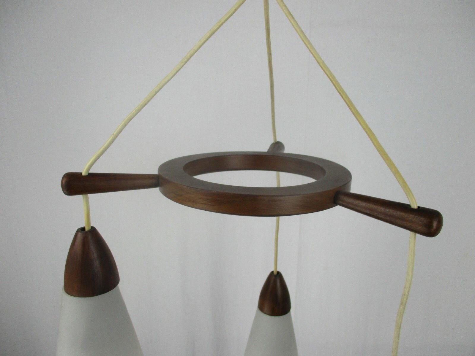 photo for sale Danish Modern Chandelier Pendant Teak Atomic Scandinavian Style Louis Kalff