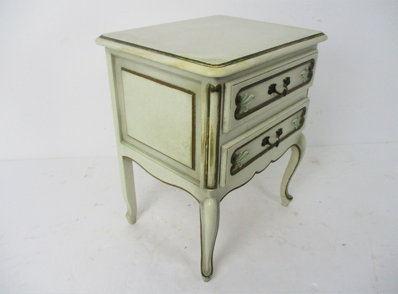French Provincial White Crackled Chest Of Drawers Wood Country Cottage Style photo for sale