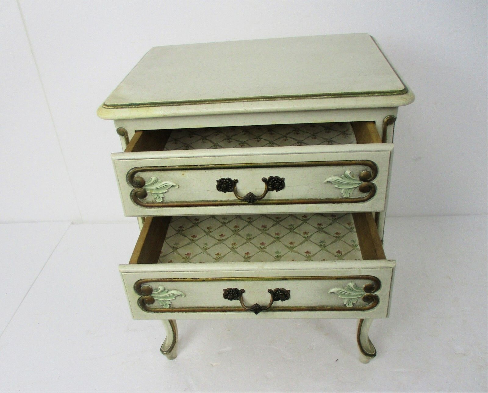 French Provincial White Crackled Chest Of Drawers Wood Country Cottage Style photo buy