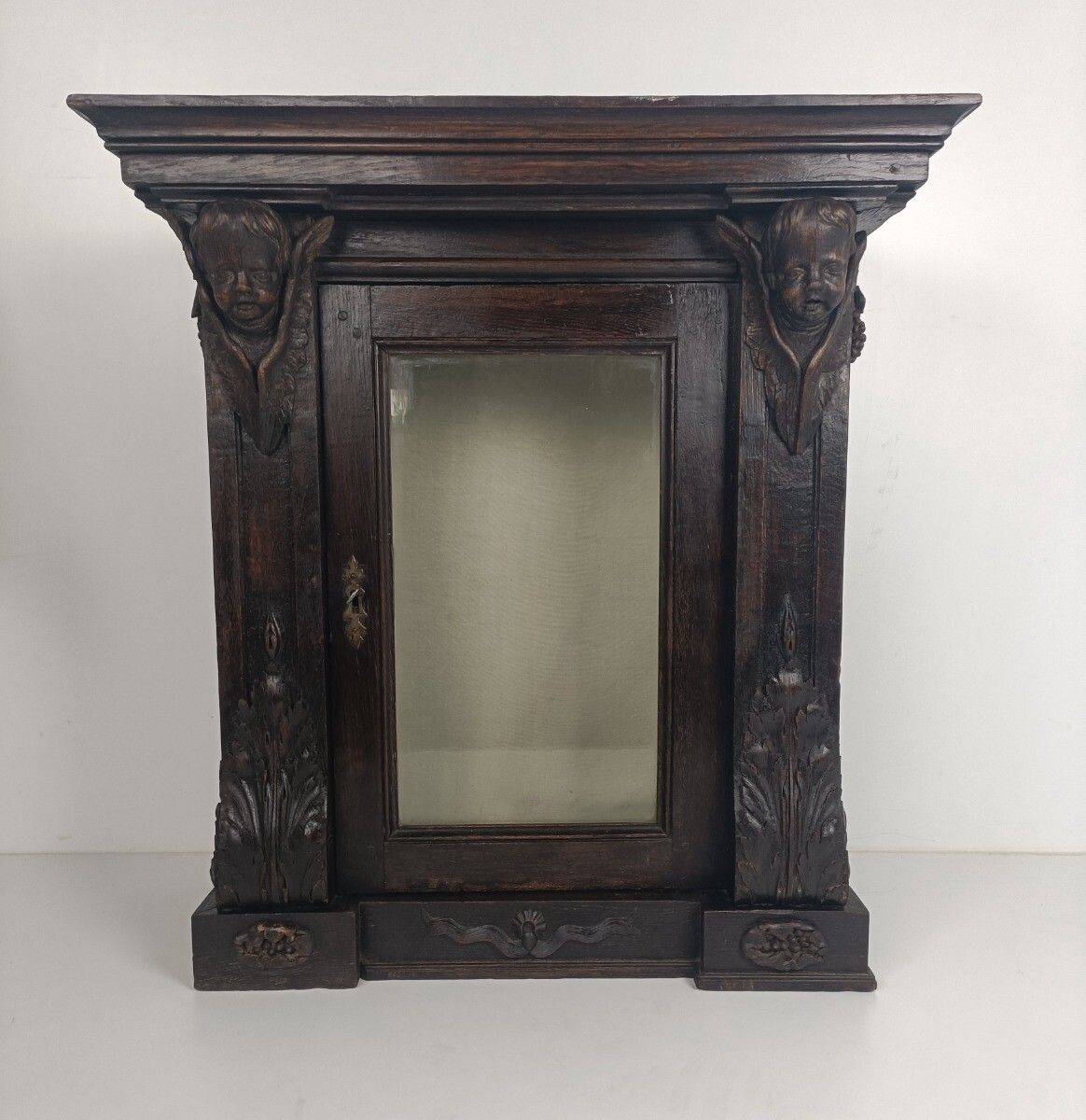 Impressive Large Hand Carved Wooden Cabinet Display Angels 18th Century Wow photo Furniture