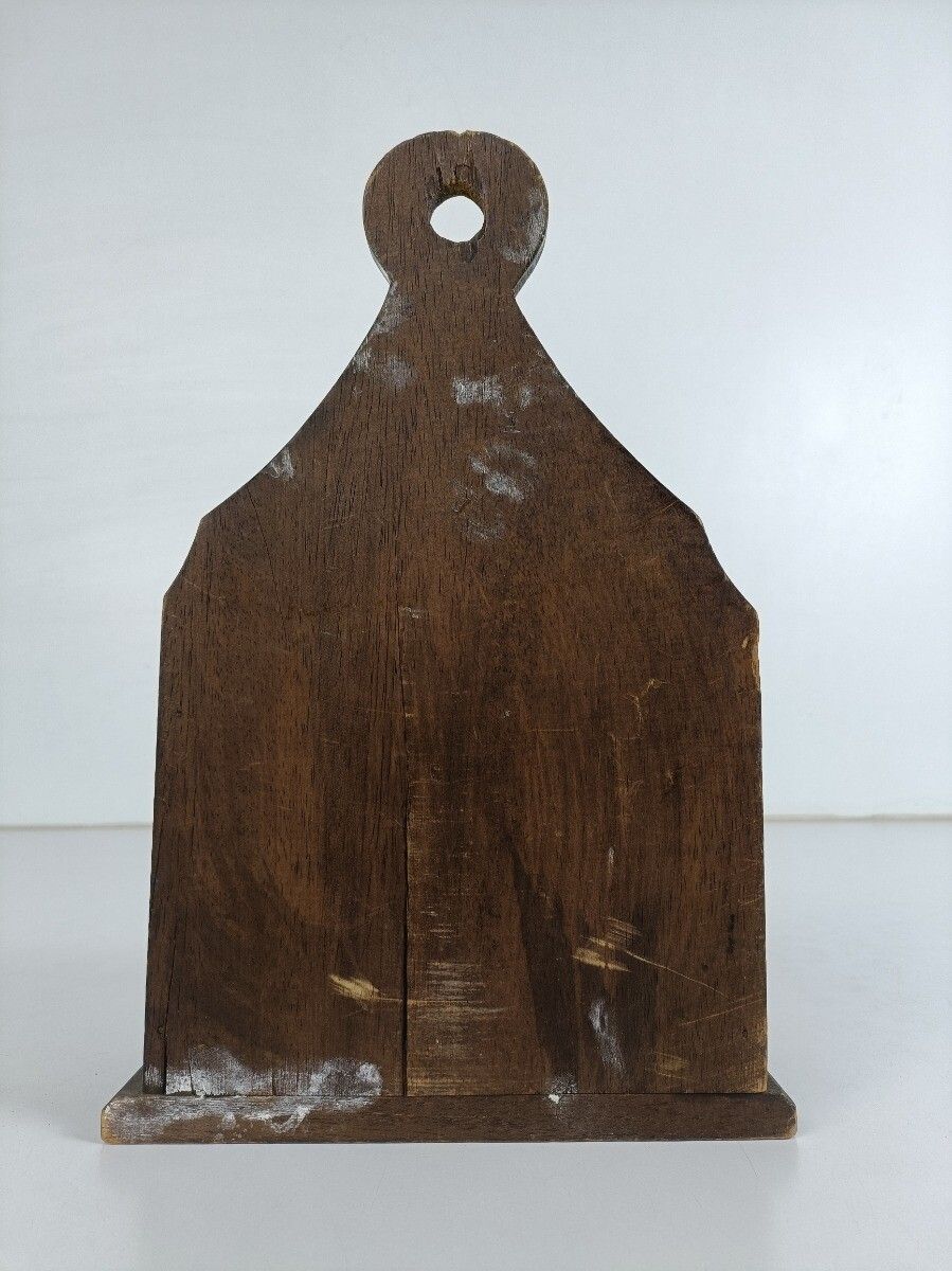 Small Antique Wooden Hang Cabinet For Flour Or Coffee Barn Farmhouse Style Leath photo vinterior
