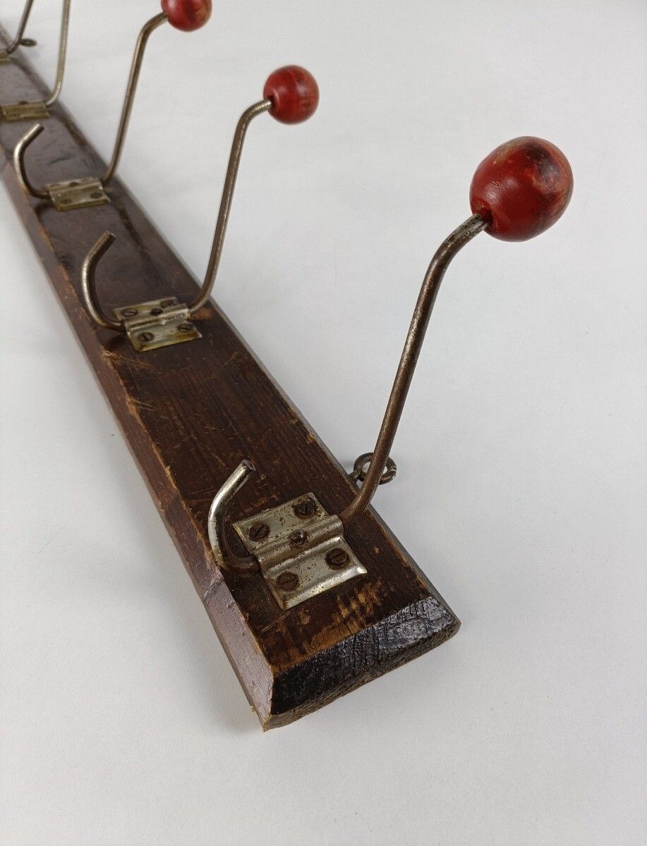 Vintage Barn Coat Hat Rack Retro Wall Hanging Funky Hooks Farmhouse Style photo for sale