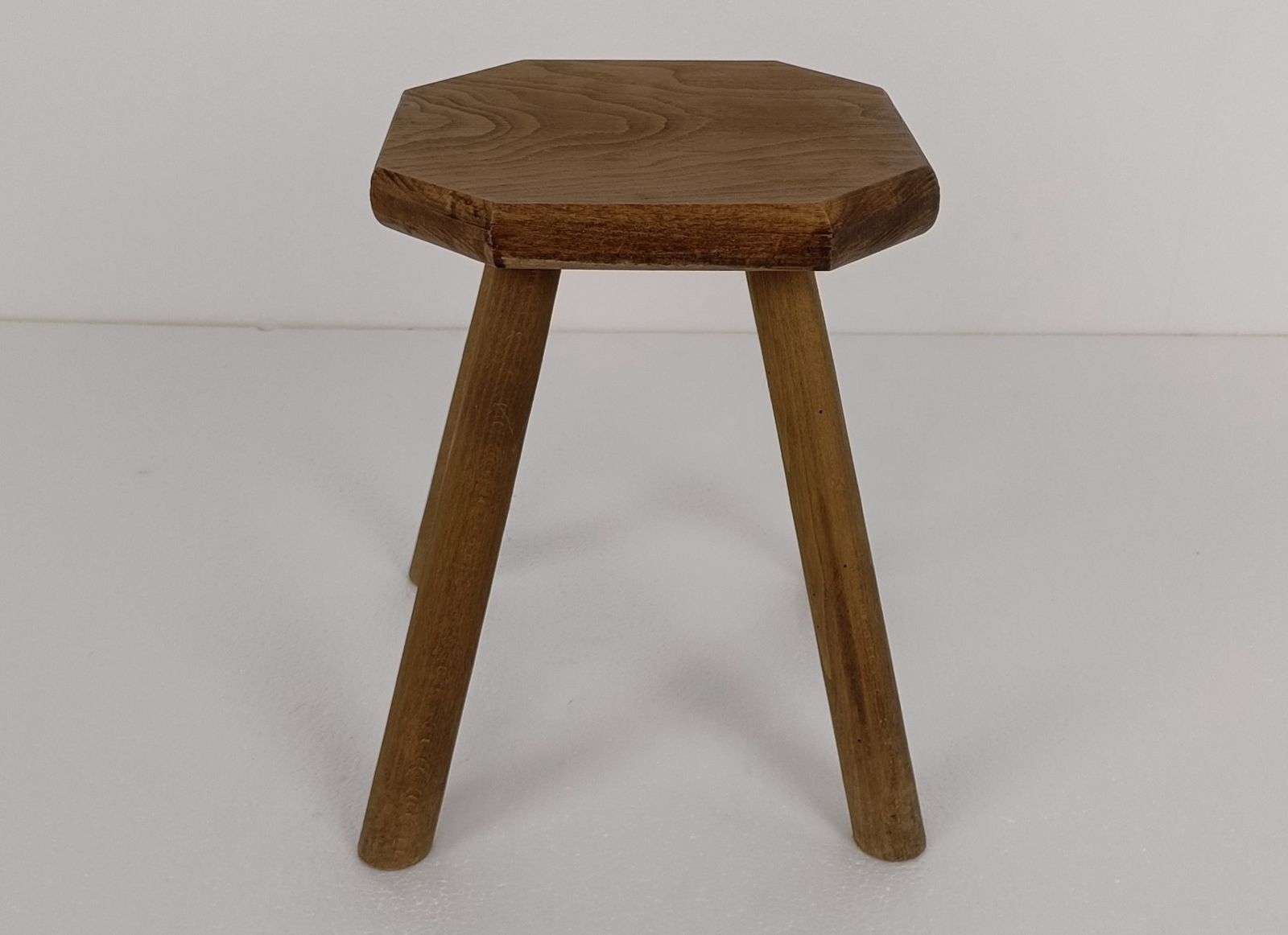 Hand Carved Wood Milking Stool Pedestal Table Pedestal Barn Style Funky 4 Legs P photo furniture