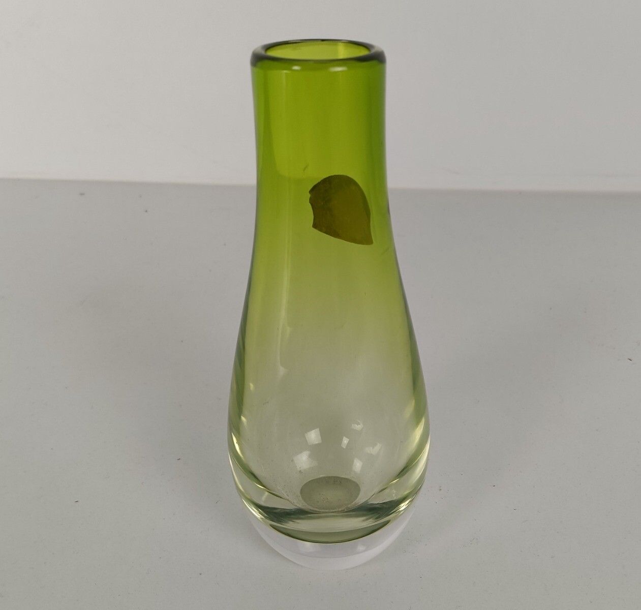 Small Green Crystal Val St Lambert Vase Delvenne Belgium Vintage photo for sale