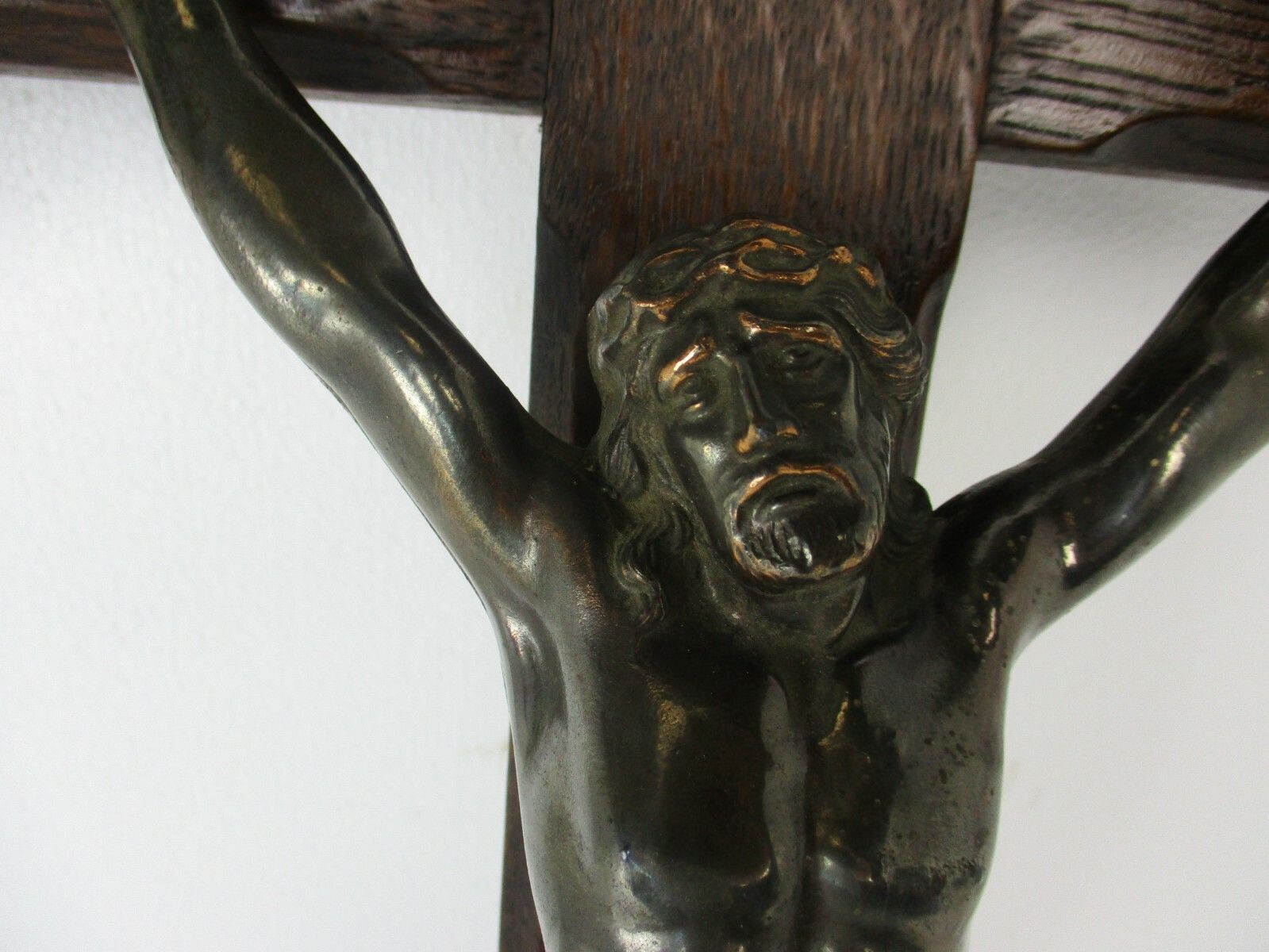 Xl Hand Carved Wood Hanging Ornate Church Chapel Crucifix Flowers Oak Stunning photo 397.0
