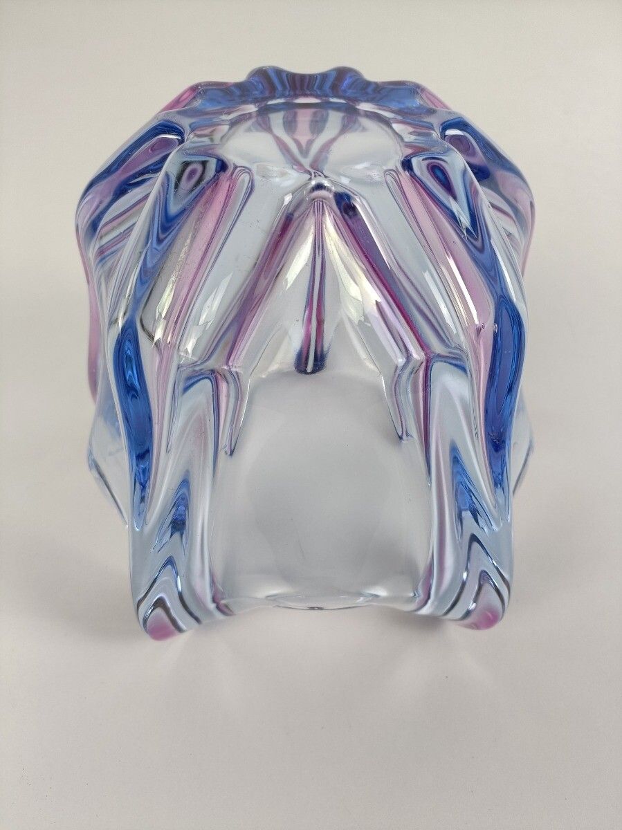 photo furniture Gorgeous Bowl Dish Centerpiece Vase Purple Blue Cranberry Art Glass Murano Italy