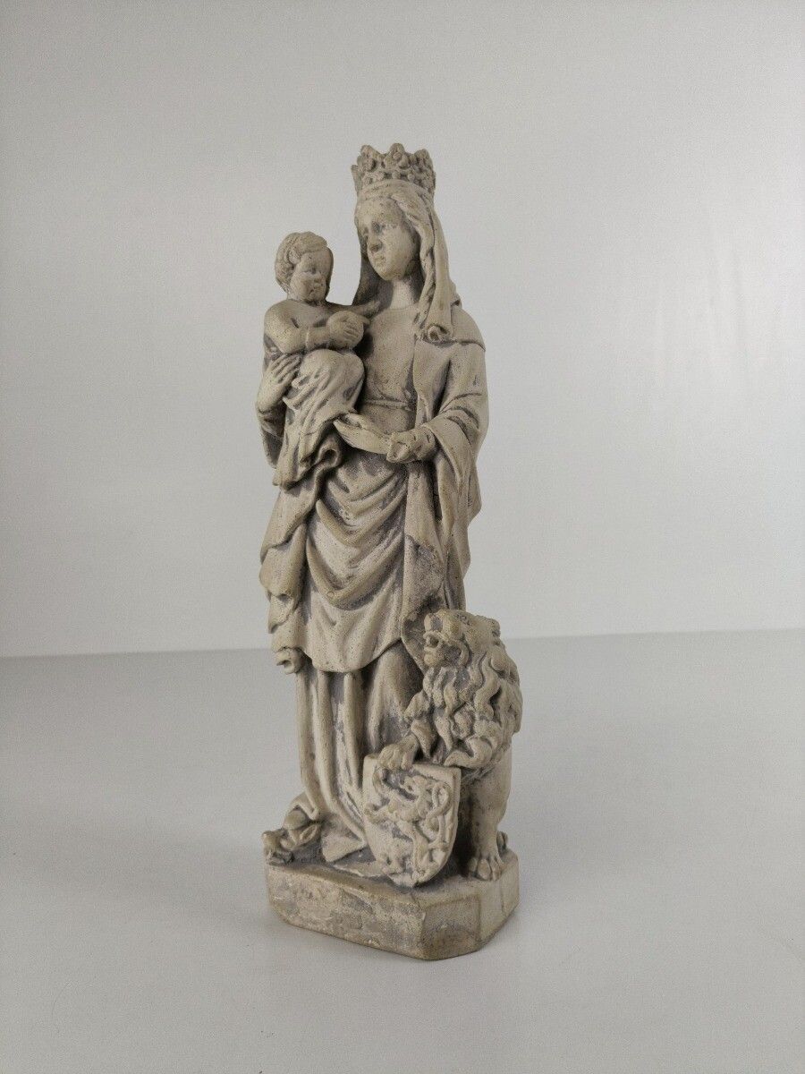 Madonna Of Flanders Cast Stone Statue Virgin Mary Vintage Stoneware photo furniture