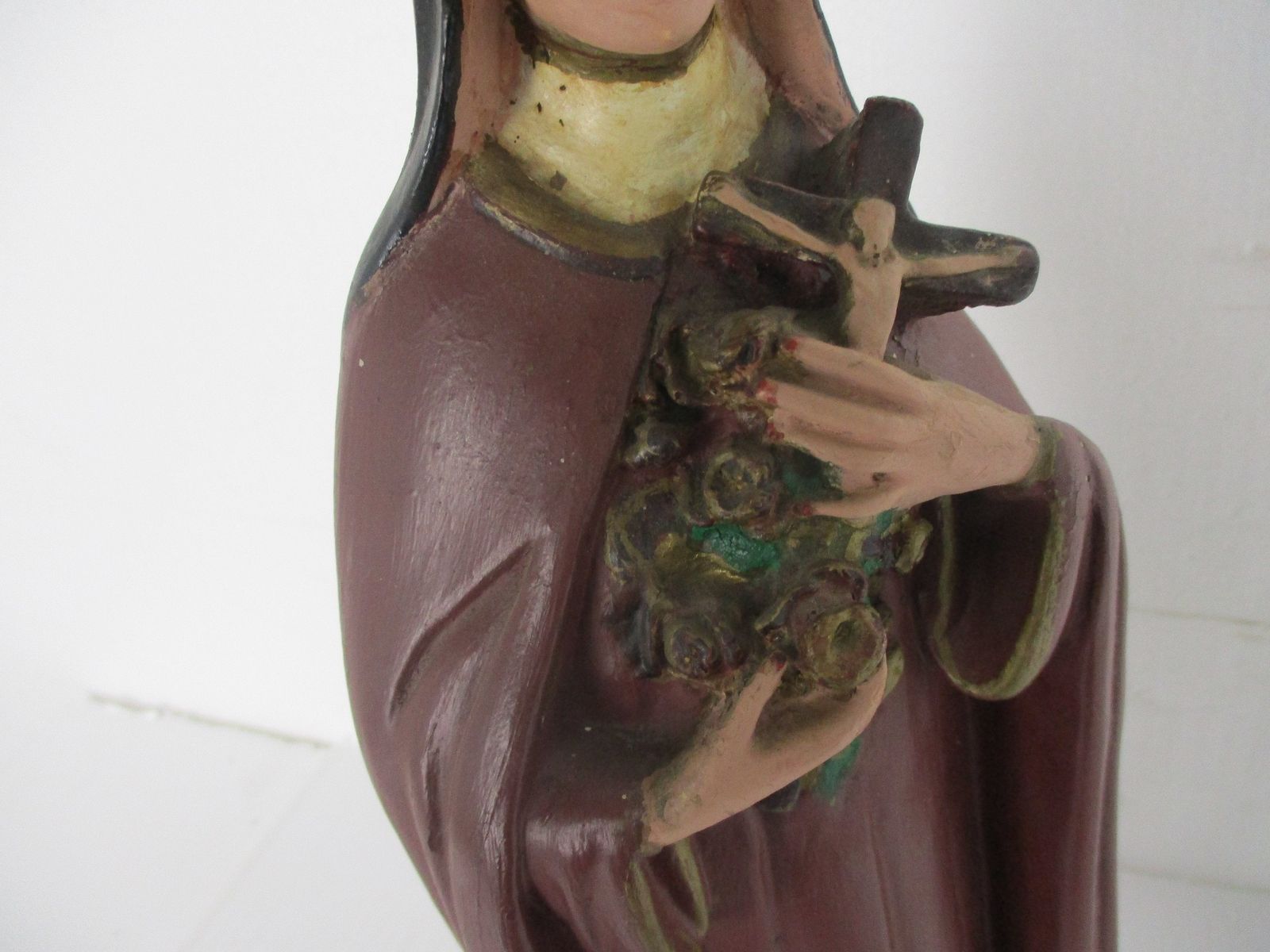 Statue Plaster St Therese Lisieux Little Flower Of Jesus Chapel 16.33" photo for sale