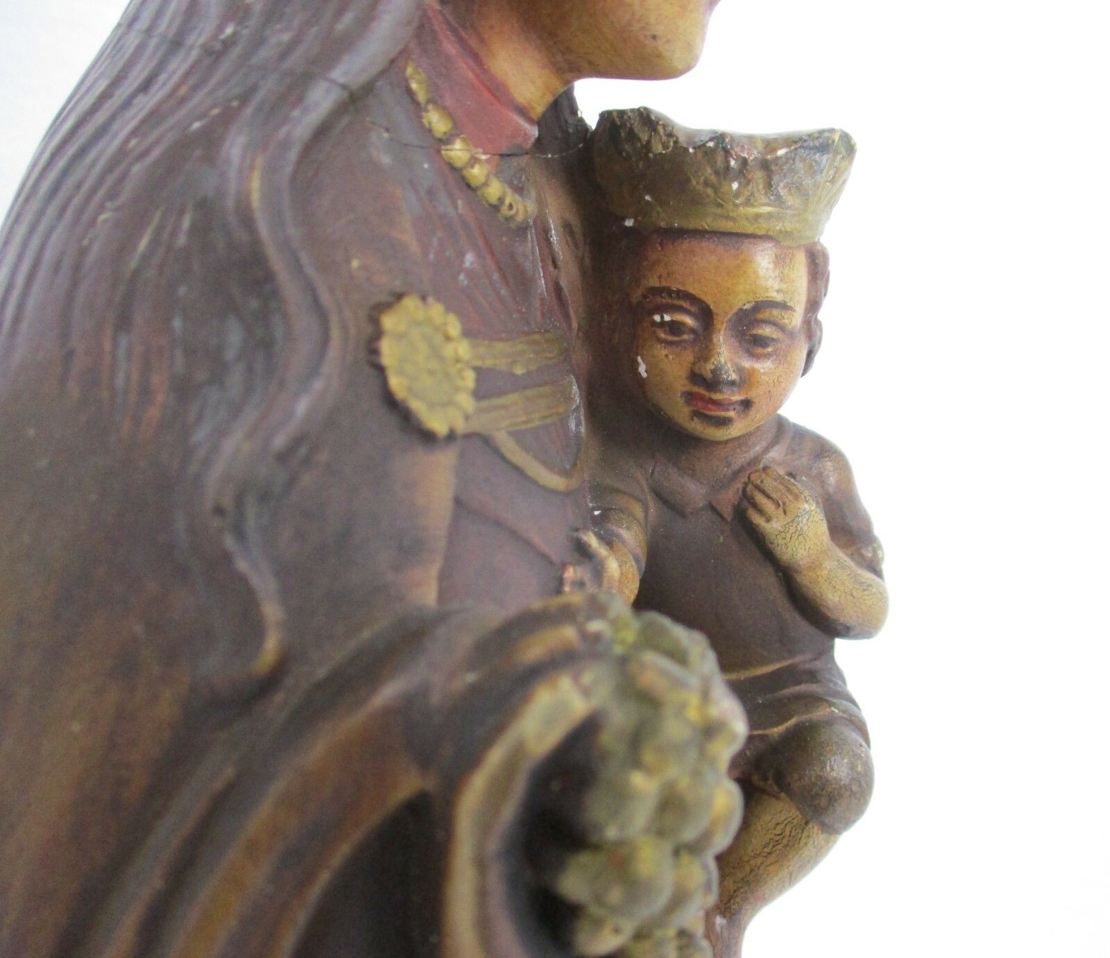 Statue Our Lady Of Tongeren Black Madonna Infant Jesus Grapes Collector 17.12" photo vinterior
