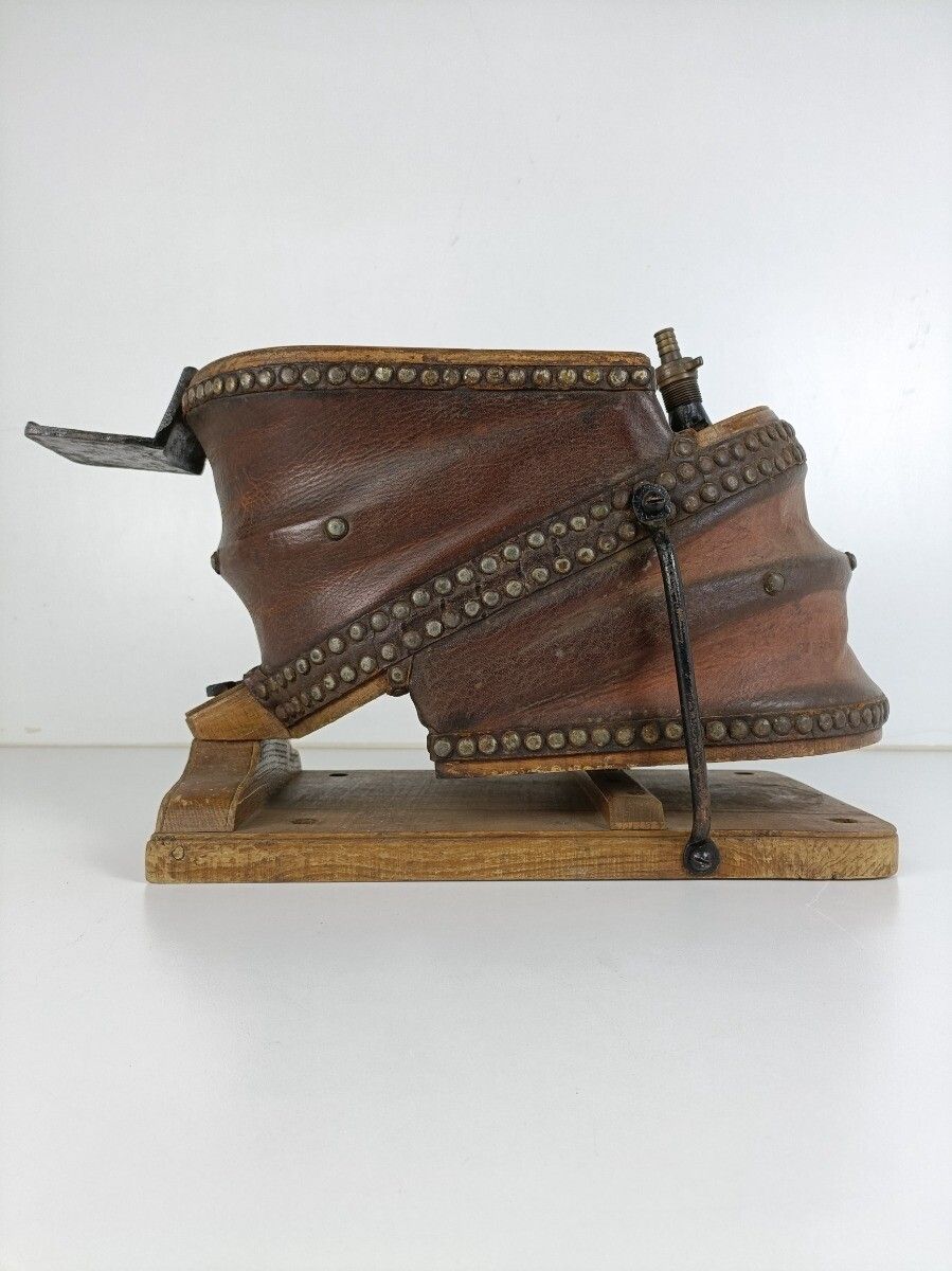 photo furniture Antique Siebe Gorman Co. Firefighters Bellows Horn Alarm Air Pump Collector