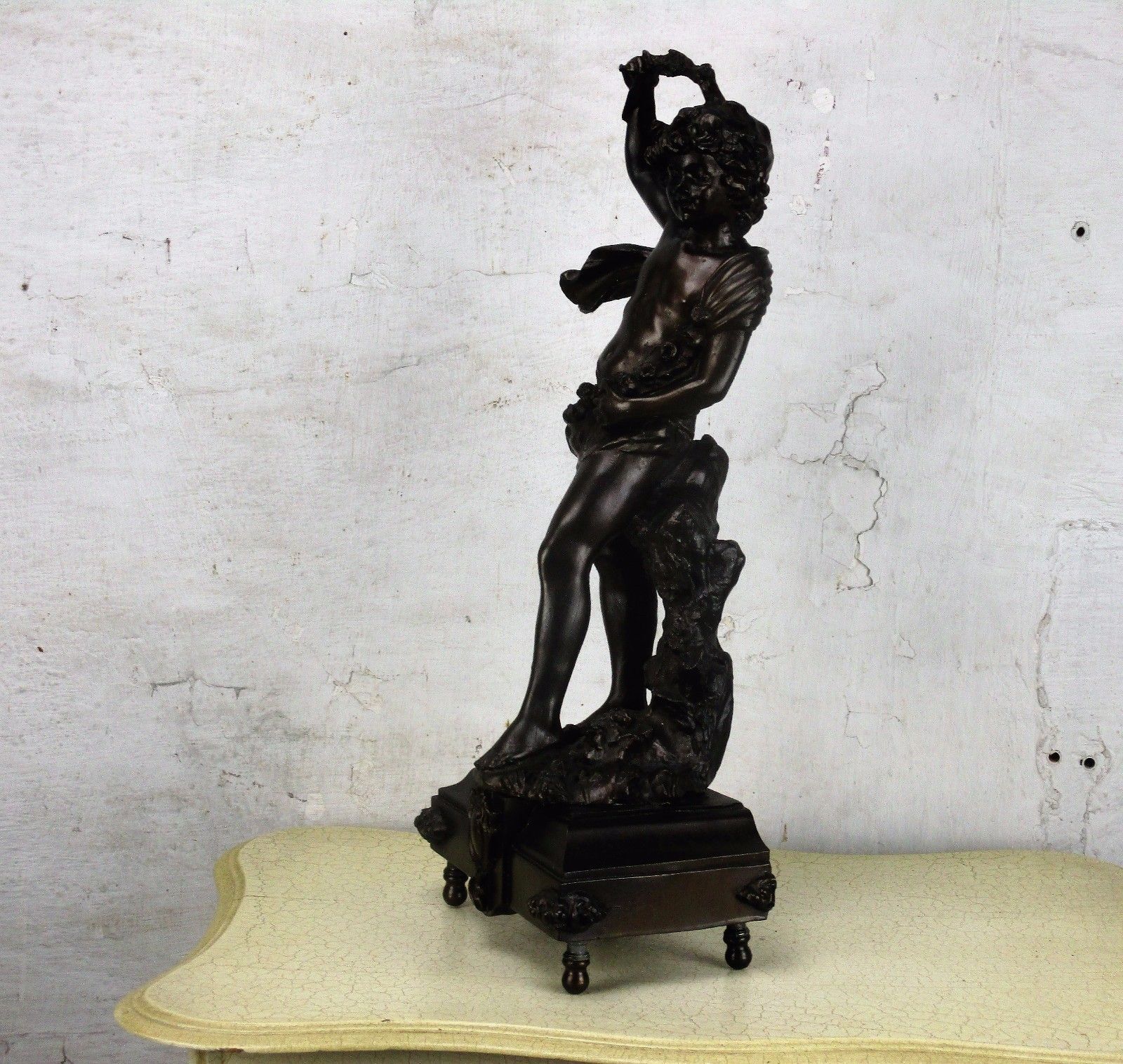 Large Statue Cherub Putti Bronze Style Resin Ornate Heavy Decorative 22" photo furniture